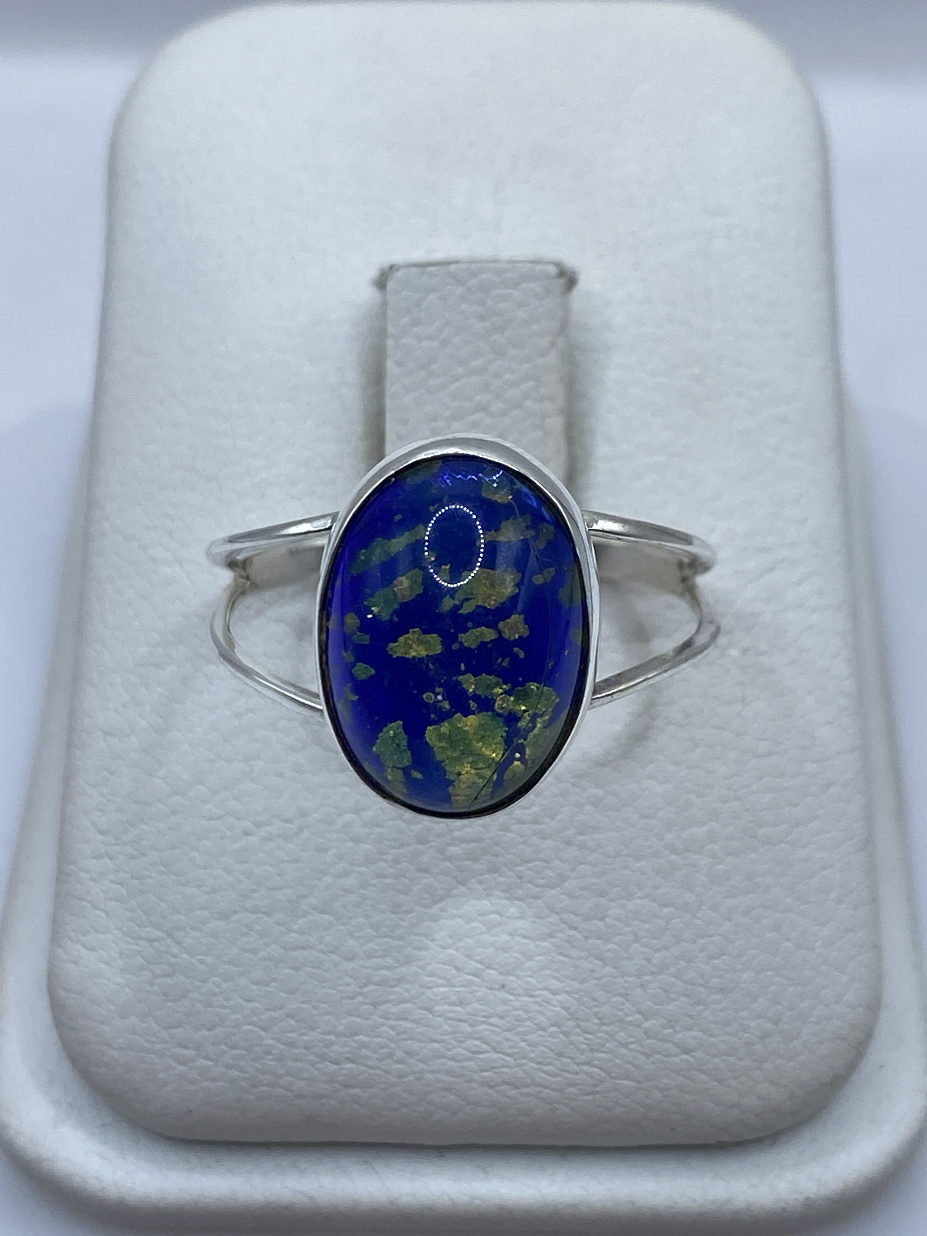 Anillo de Plata .950 Lapislázuli Azul — Solitario Minimalista