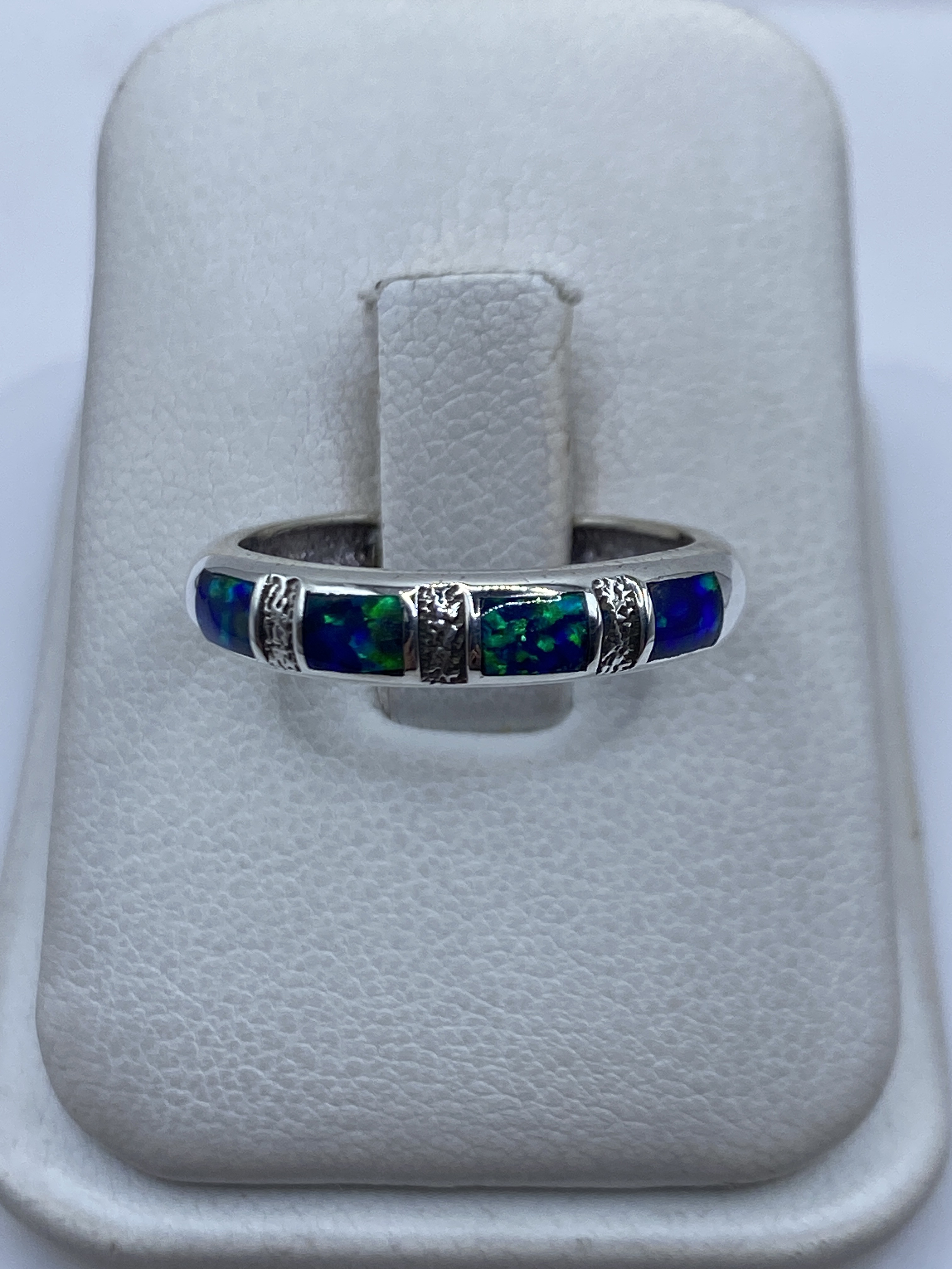 Anillo de Plata Ópalo de Fuego Azul — Taxco .950