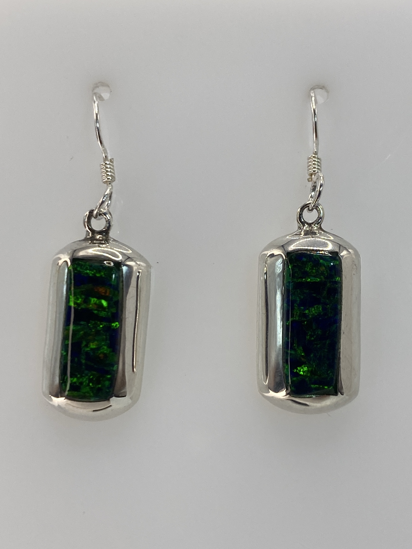 Aretes Plata Ópalo de Fuego Verde — Taxco 925