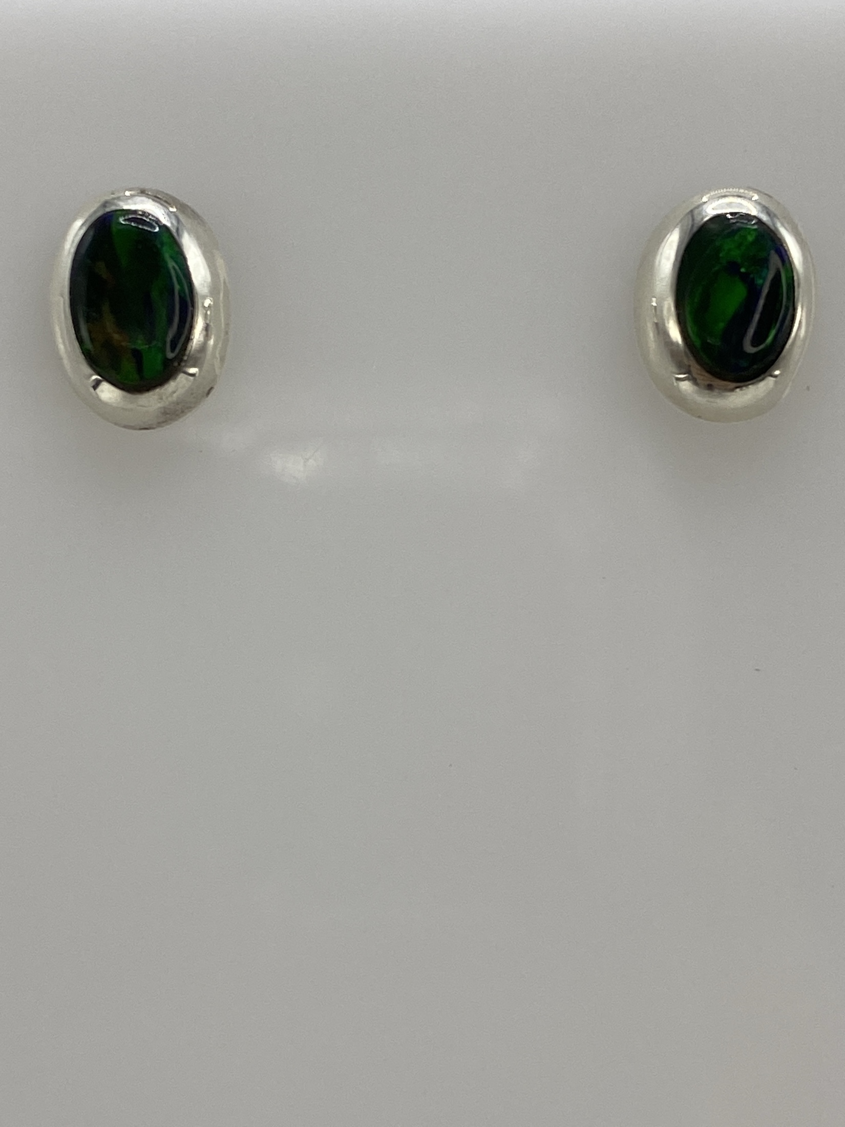 Aretes de Plata con Ópalo de Fuego Verde — Taxco