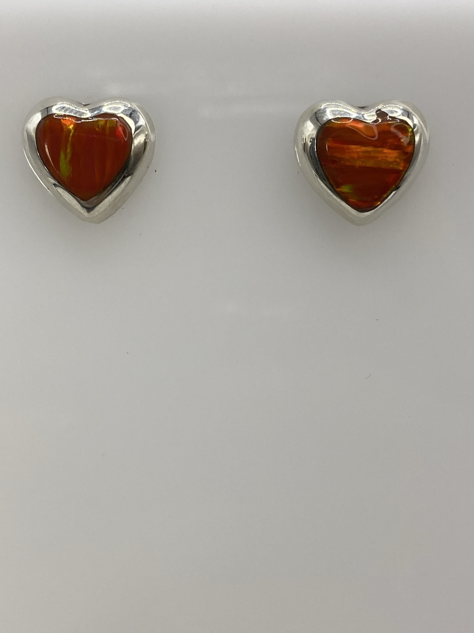 Aretes de Plata Ópalo de Fuego Naranja — Taxco 925