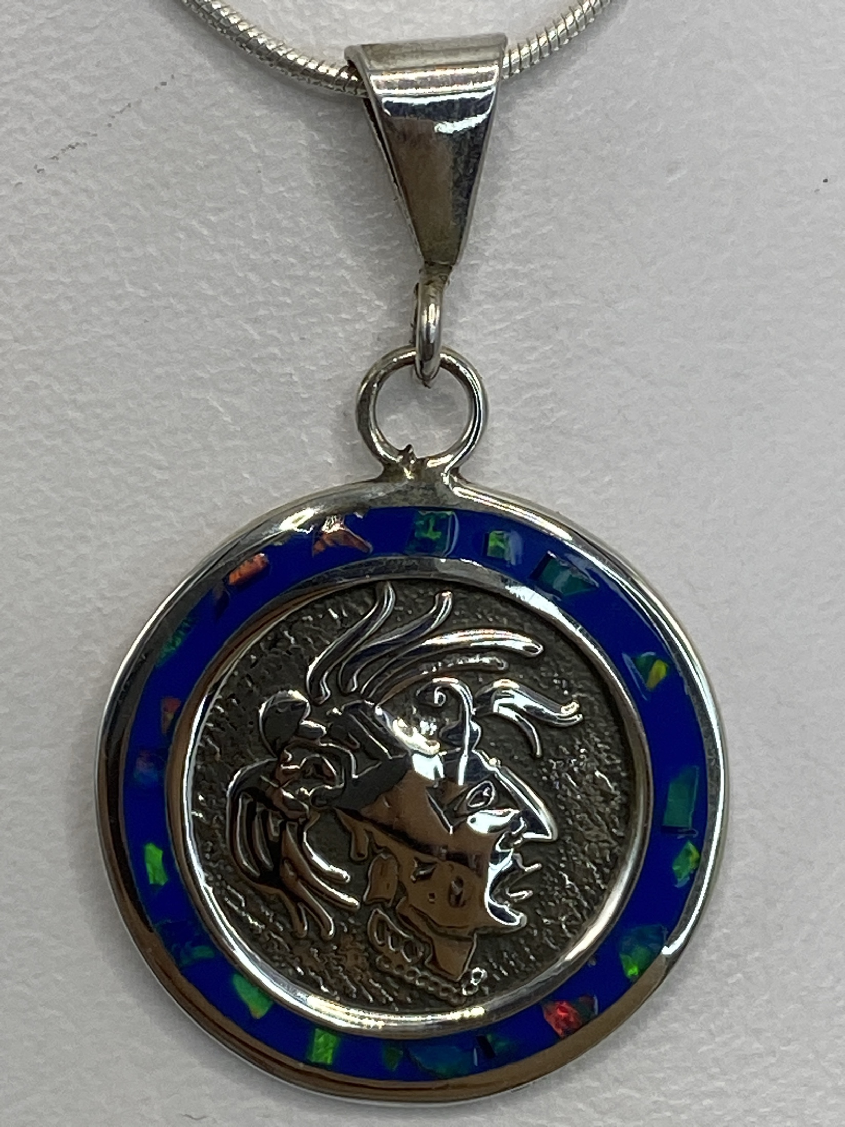 Dije Plata Prehispánico con Ópalo de Fuego — Taxco 925