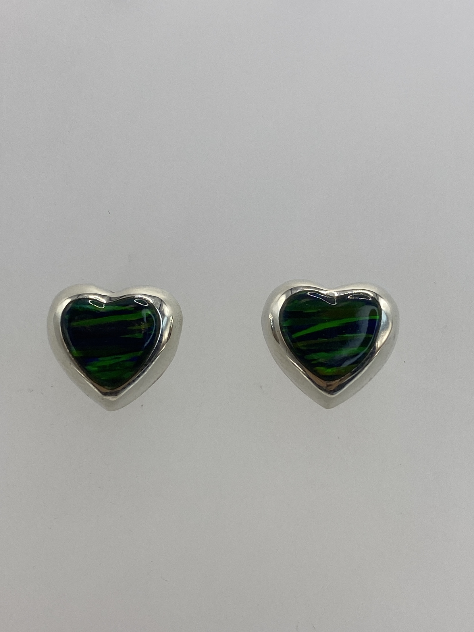 Aretes Plata Ópalo de Fuego Verde — Taxco 925