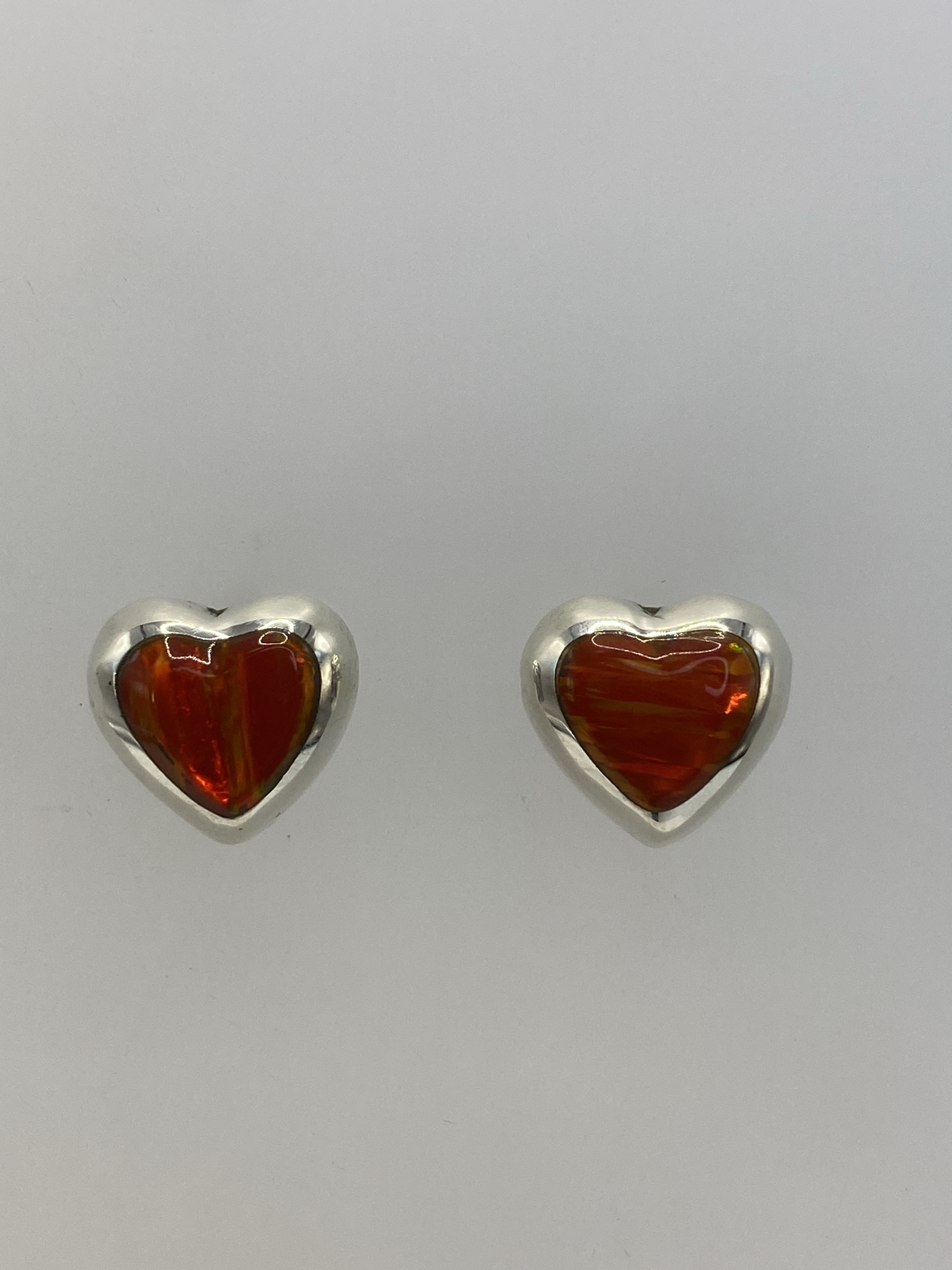 Aretes Plata Ópalo de Fuego Naranja — Taxco 925