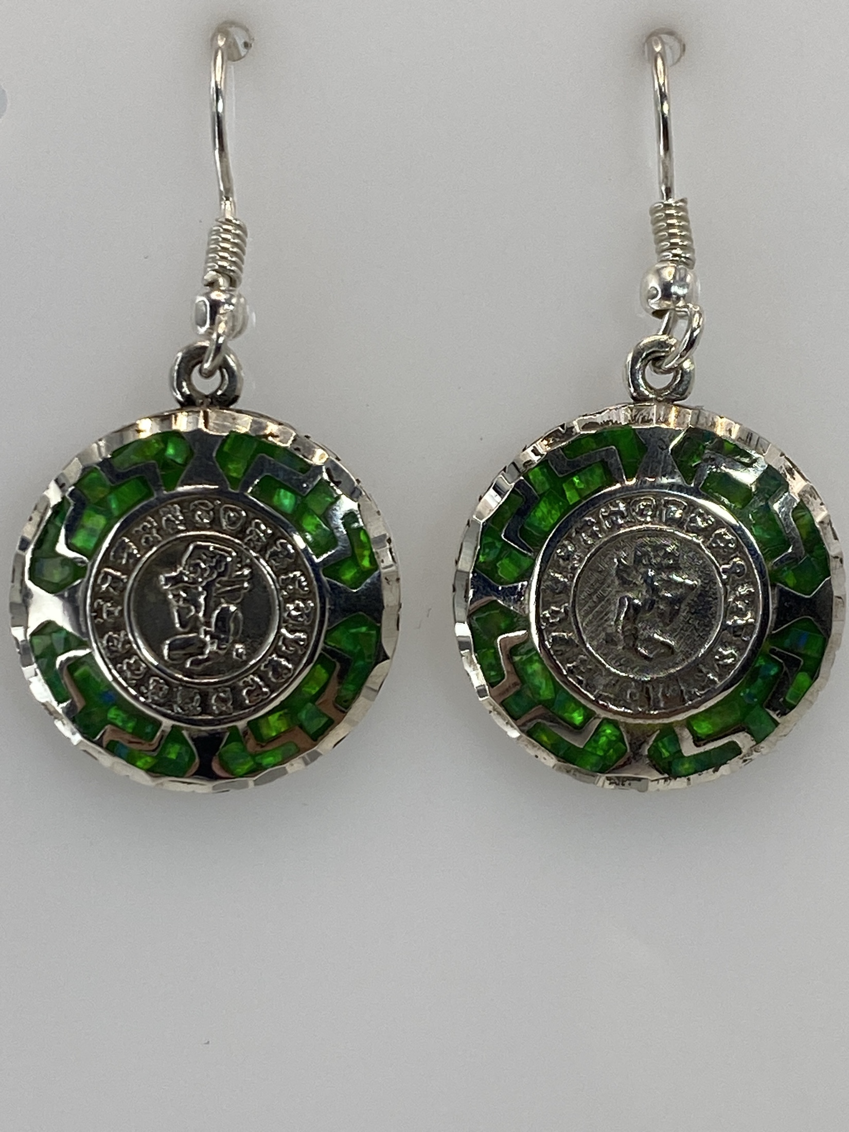 Aretes de Plata Ópalo de Fuego Verde Limón — Taxco 950