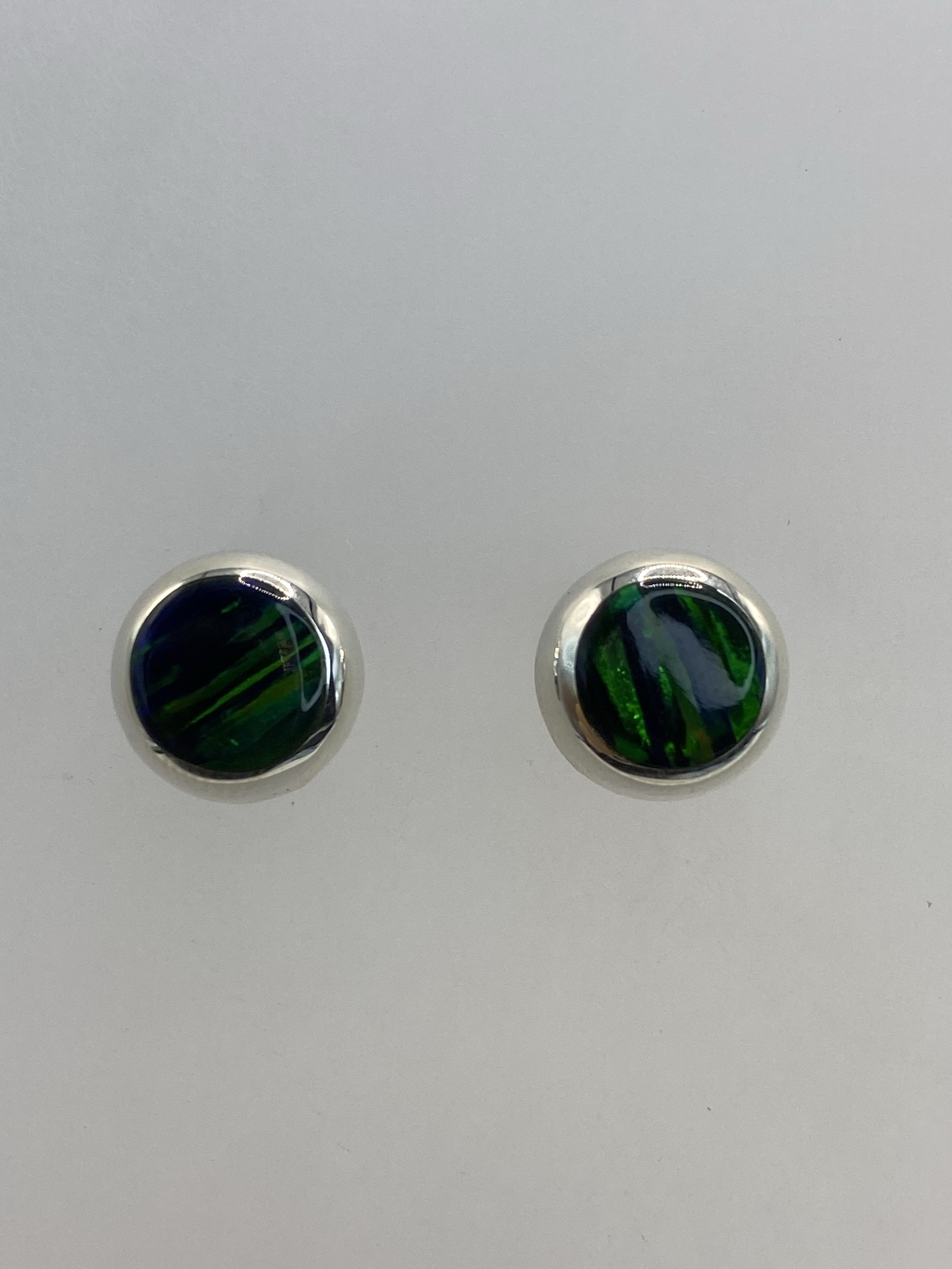 Aretes Plata 925 Opalo de Fuego Verde — Taxco