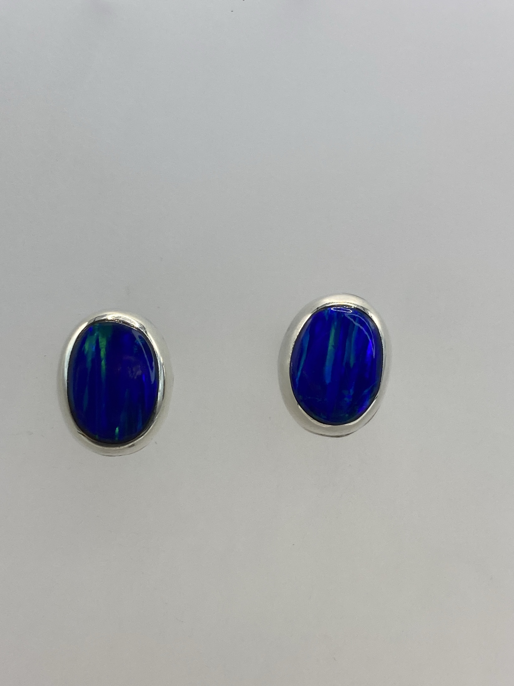 Aretes Plata Ópalo de Fuego Azul — Taxco 925