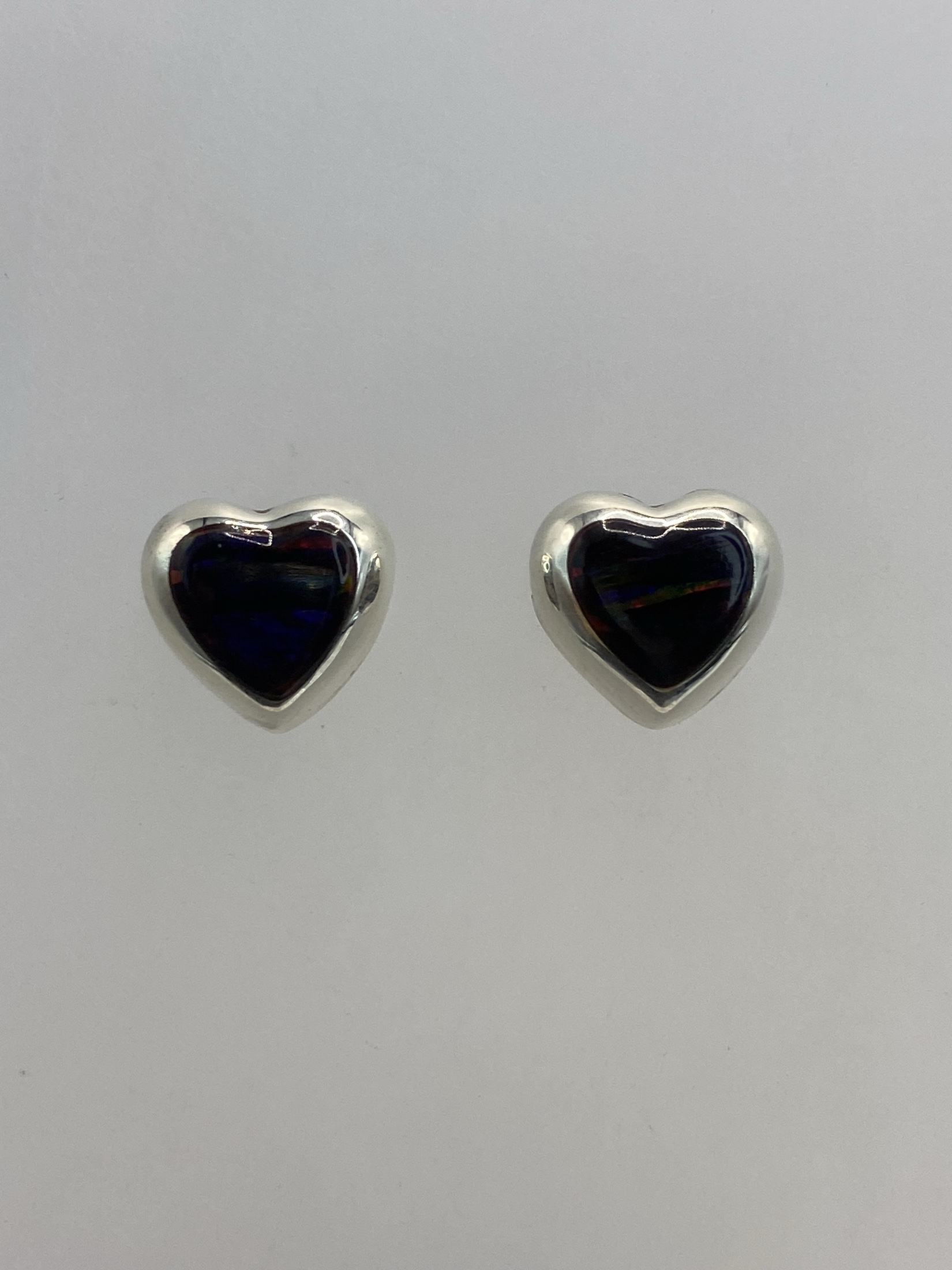 Aretes Corazón Plata con Ópalo de Fuego — Taxco 925
