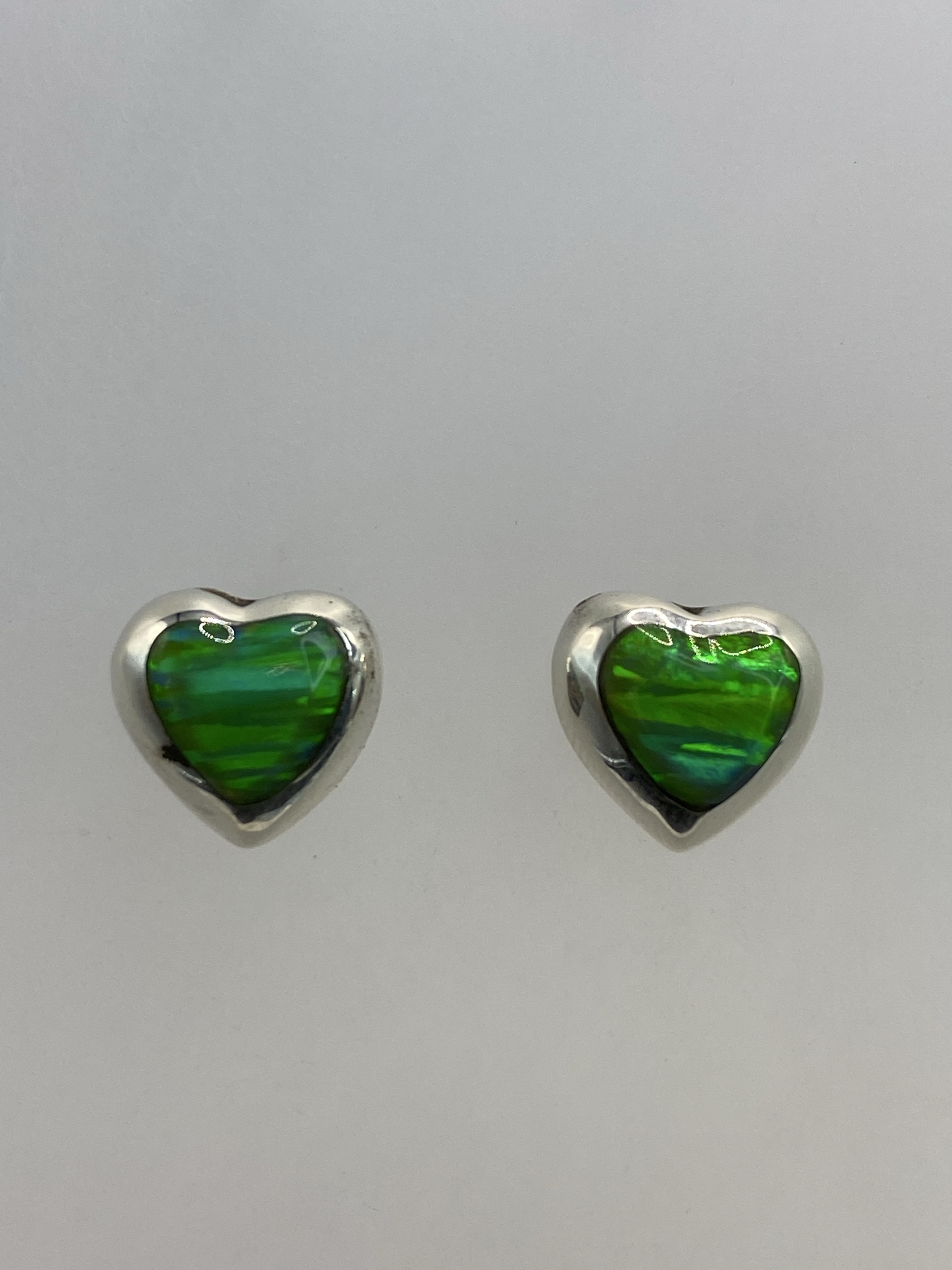 Aretes Plata Ópalo de Fuego Verde — Taxco 925