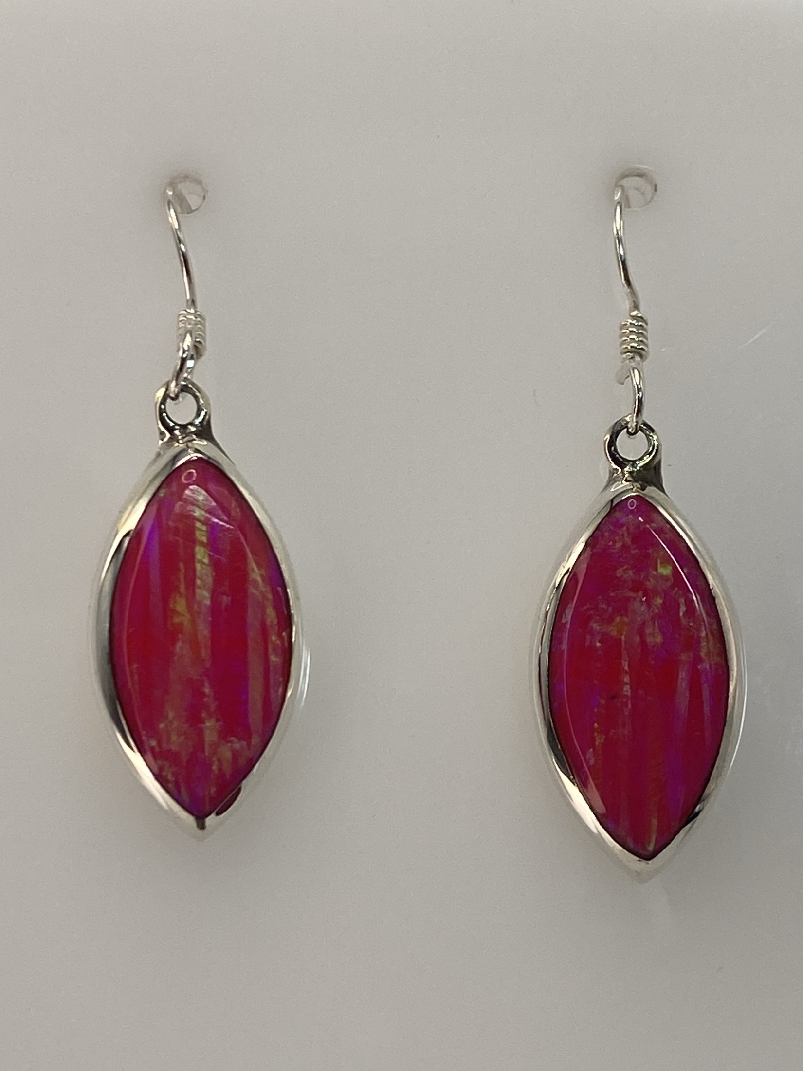 Aretes Plata Ópalo de Fuego Rosa — Taxco 925