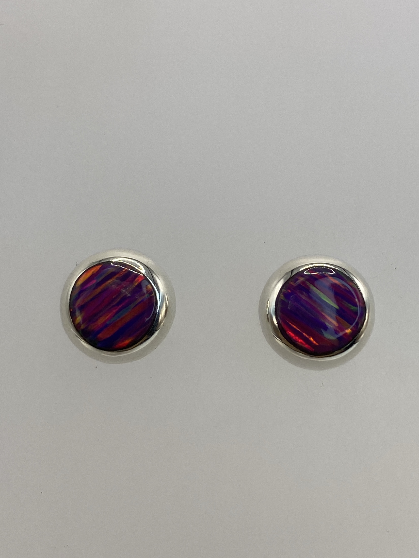 Aretes de Plata Opalo de Fuego Morado — Taxco 925
