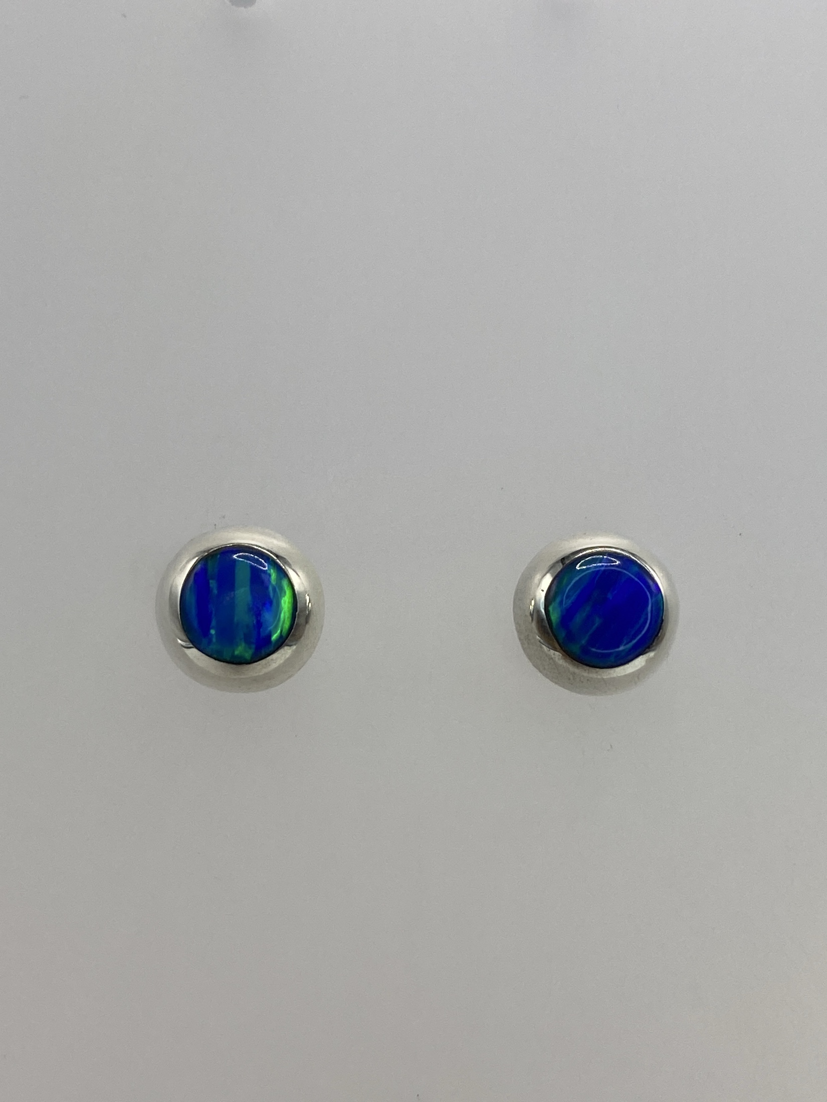 Aretes Plata Ópalo de Fuego Azul — Taxco 925