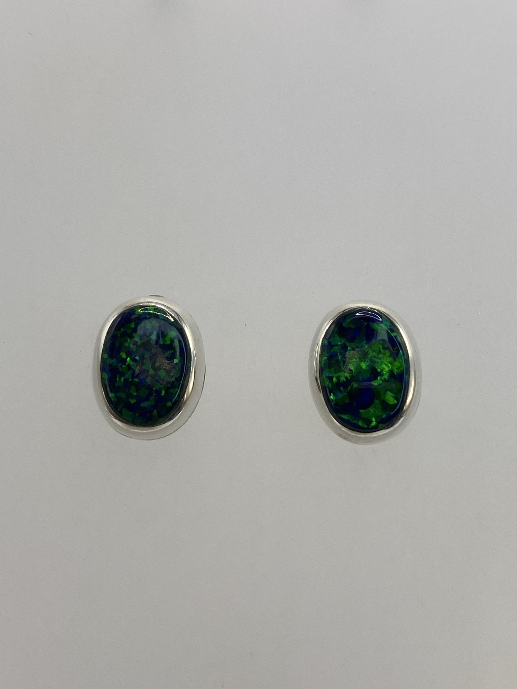 Aretes de Plata con Ópalo de Fuego Verde — Taxco 925