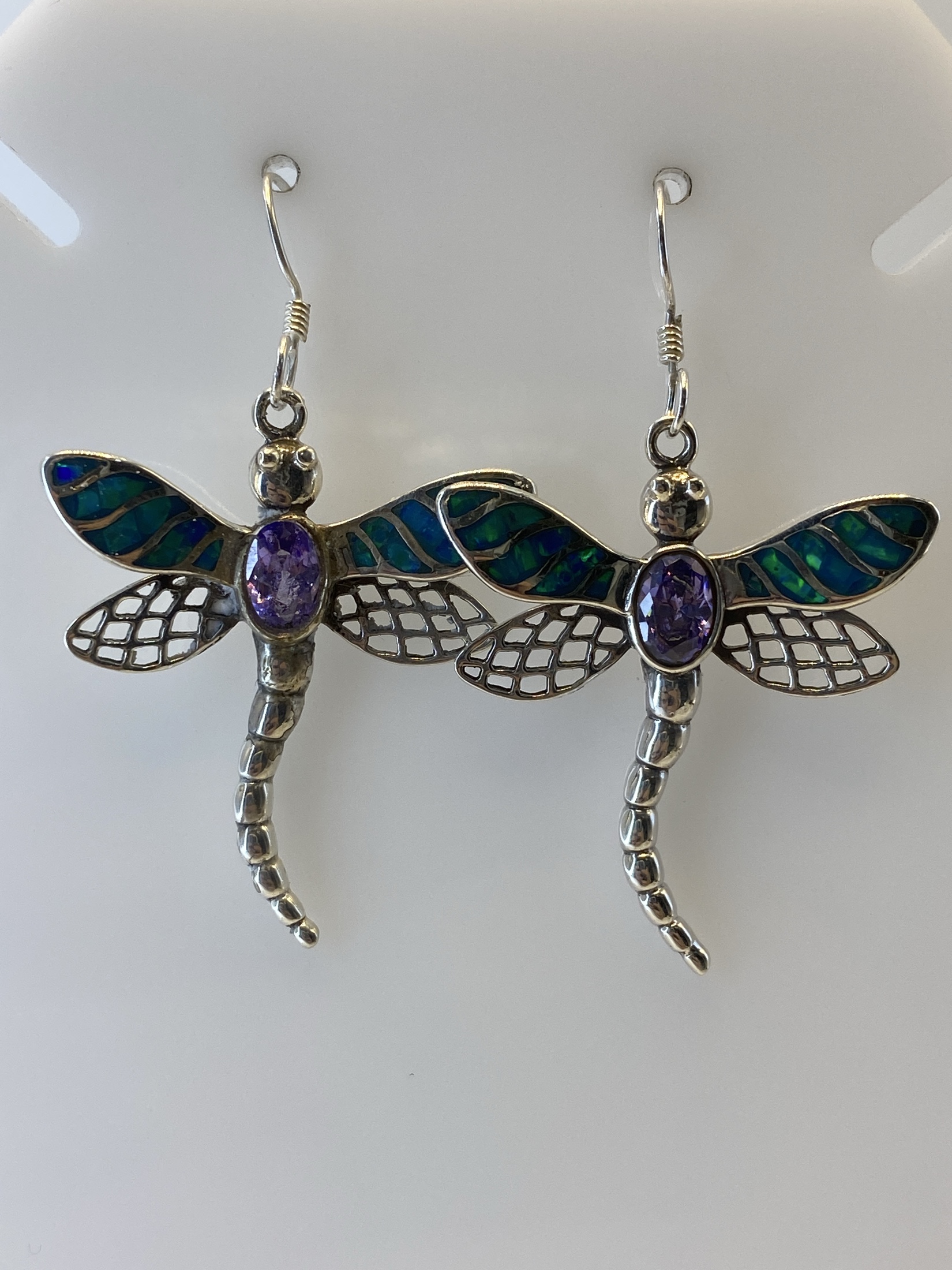 Aretes de Plata Ópalo de Fuego Verde Olivo — Taxco 950