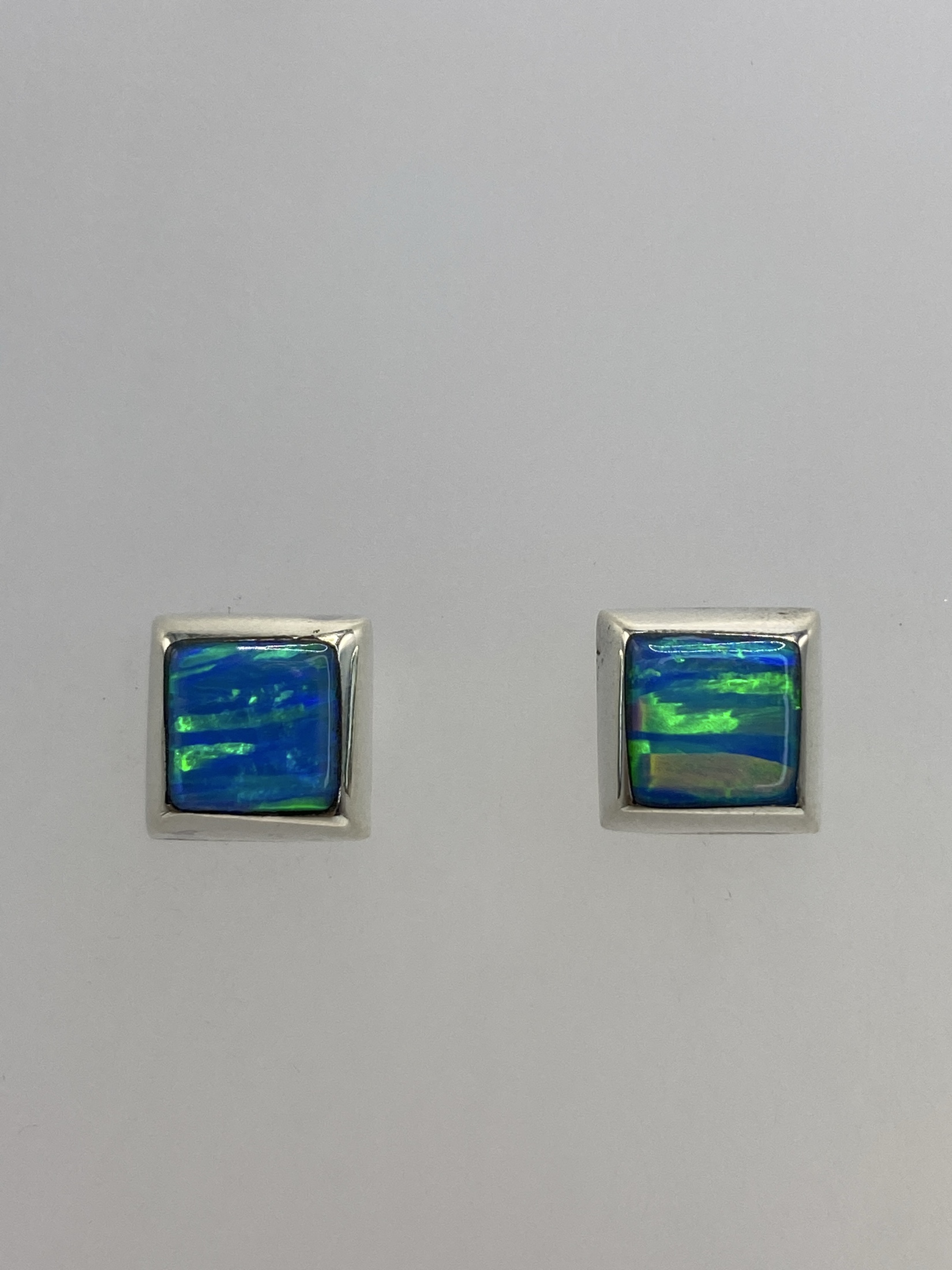 Aretes Cuadrados Plata Ópalo de Fuego — Taxco 925