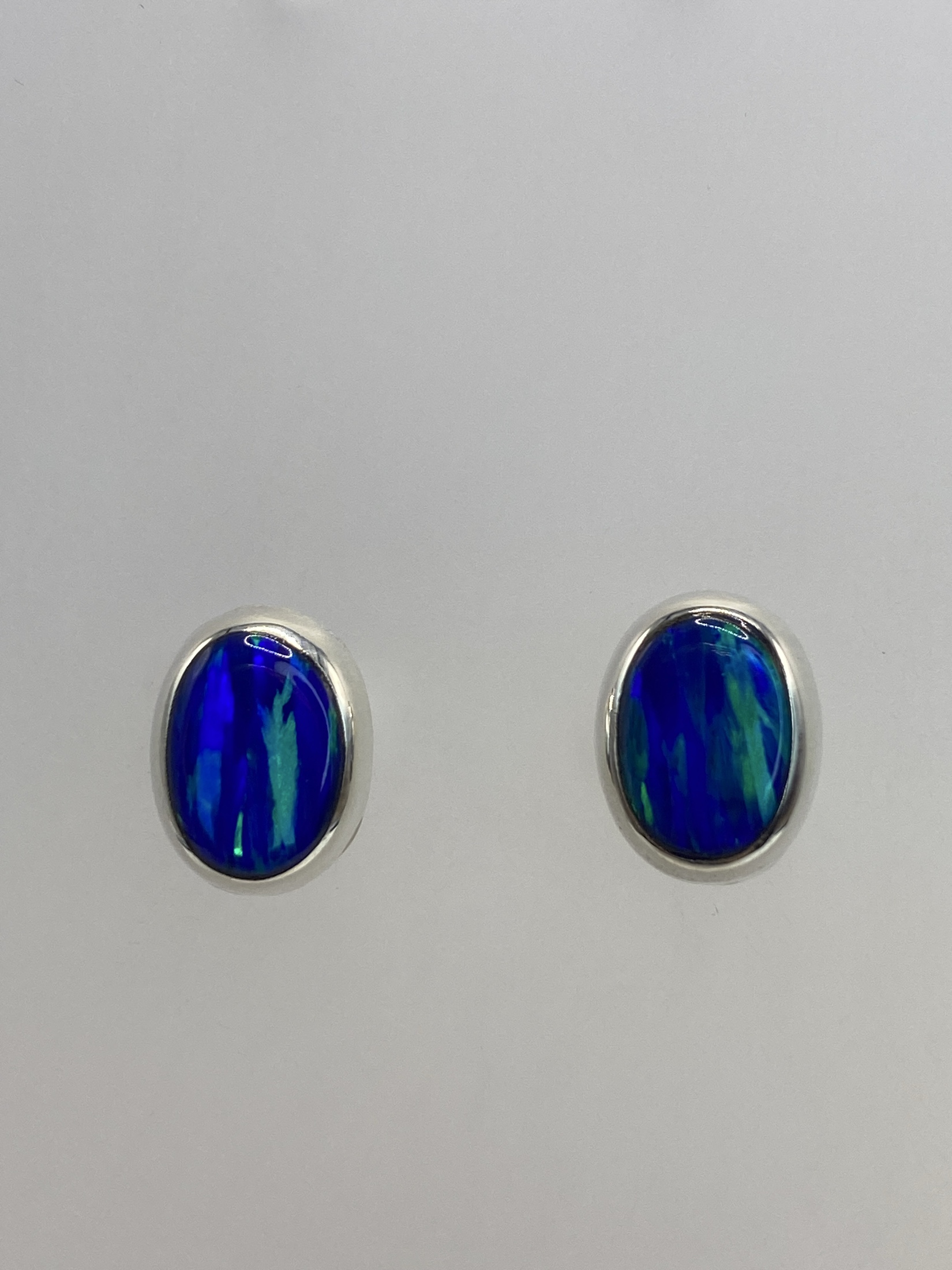 Aretes de Plata 925 Ópalo de Fuego Azul — Taxco