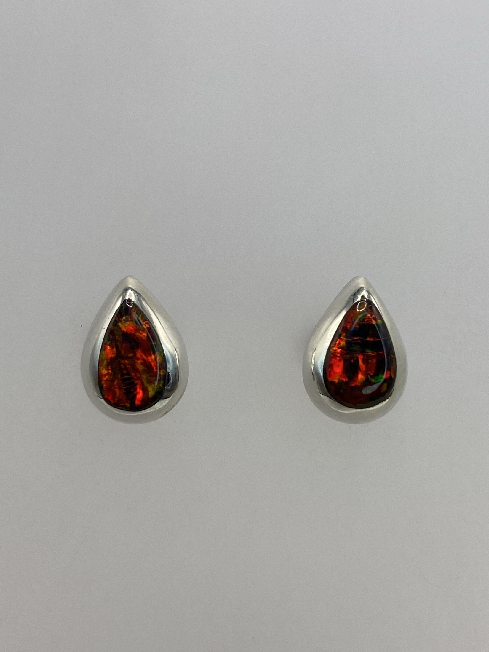 Aretes de Plata con Opalo de Fuego — Taxco 925