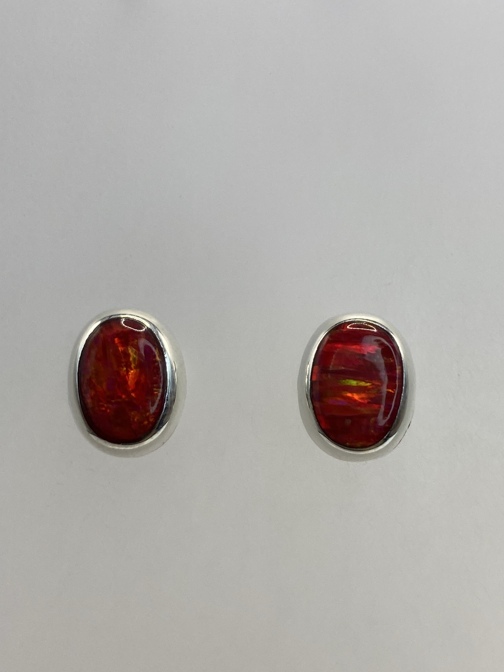 Aretes Plata Ópalo de Fuego Rojo — Taxco 925