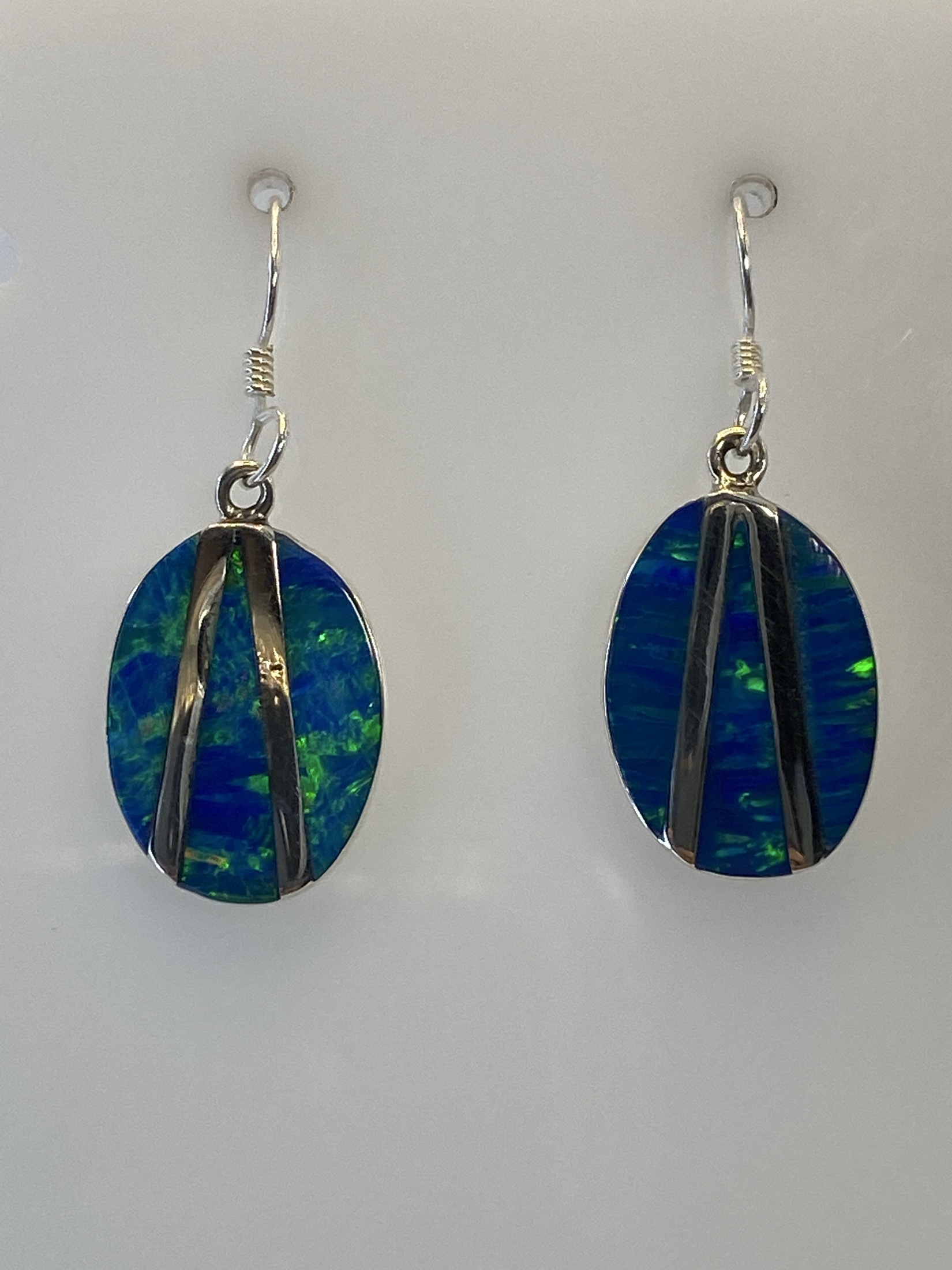 Aretes de Plata Ópalo de Fuego Verde Olivo — Taxco 950
