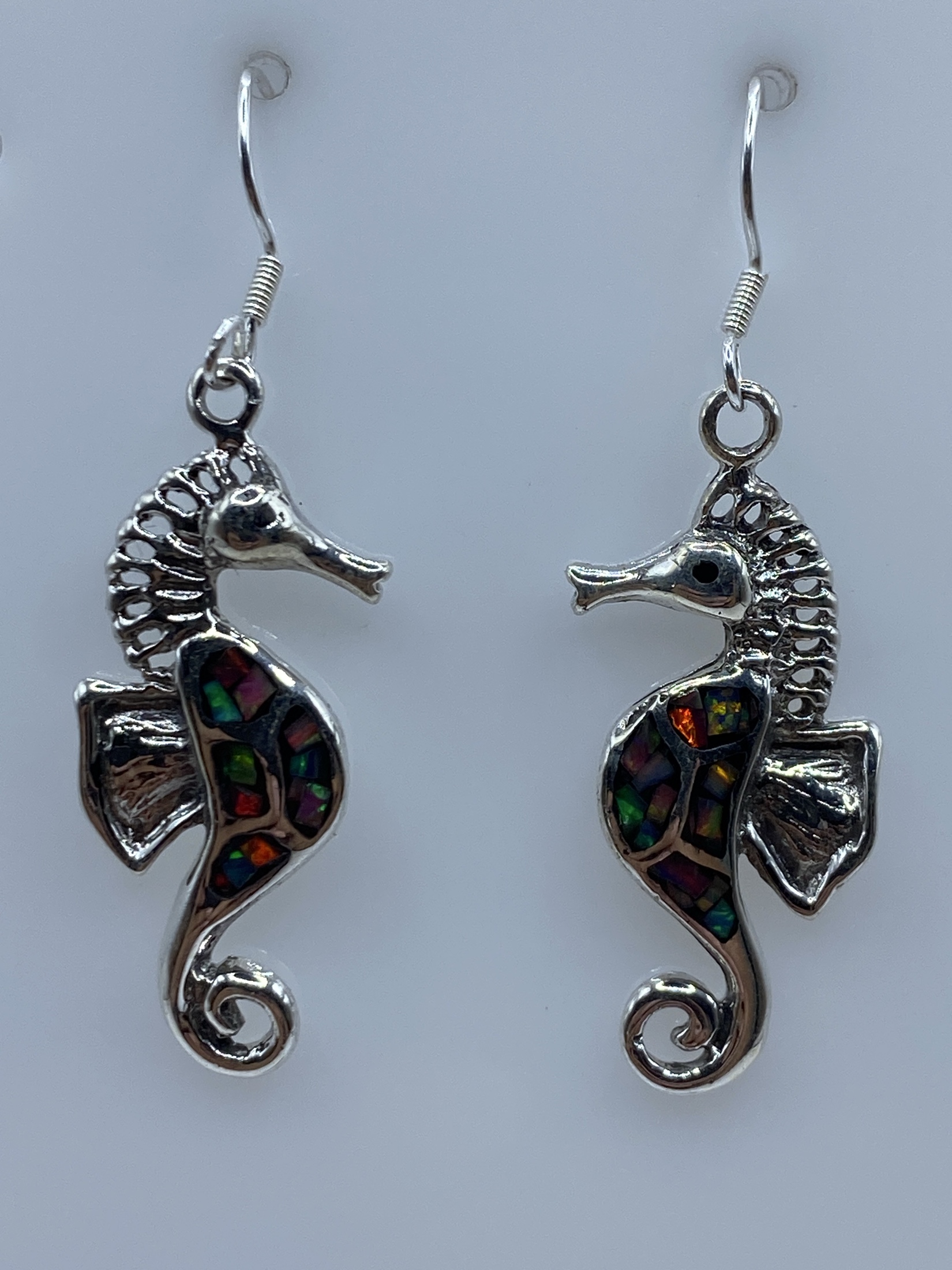 Aretes Caballito de Mar Plata Opalo Fuego — Taxco 950