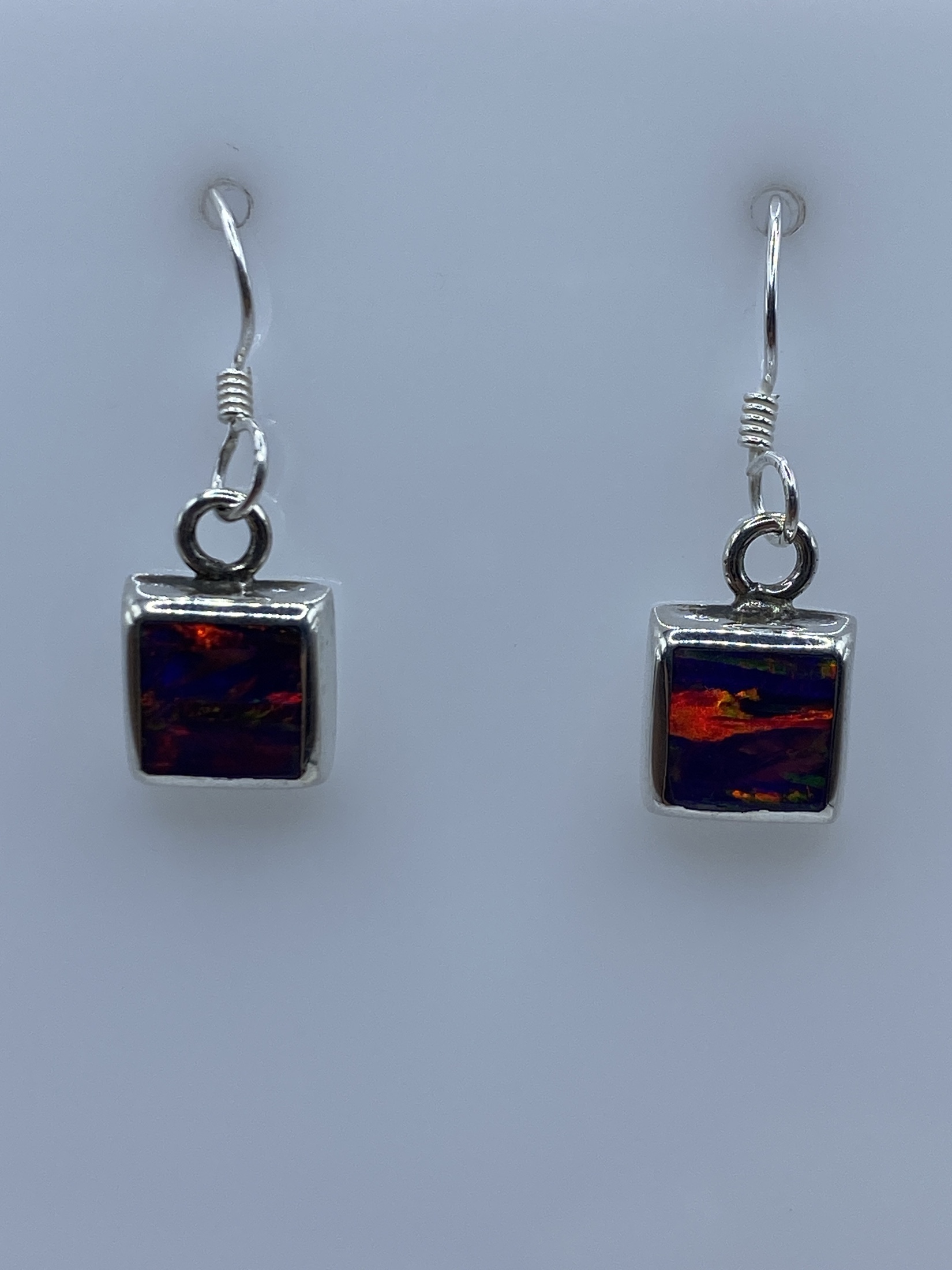 Aretes Plata con Ópalo de Fuego Morada — Taxco 925