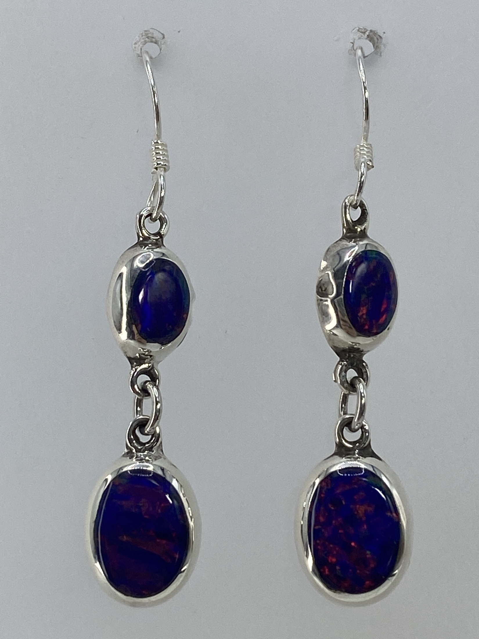 Aretes de Plata Ópalo de Fuego Multicolor — Taxco 925