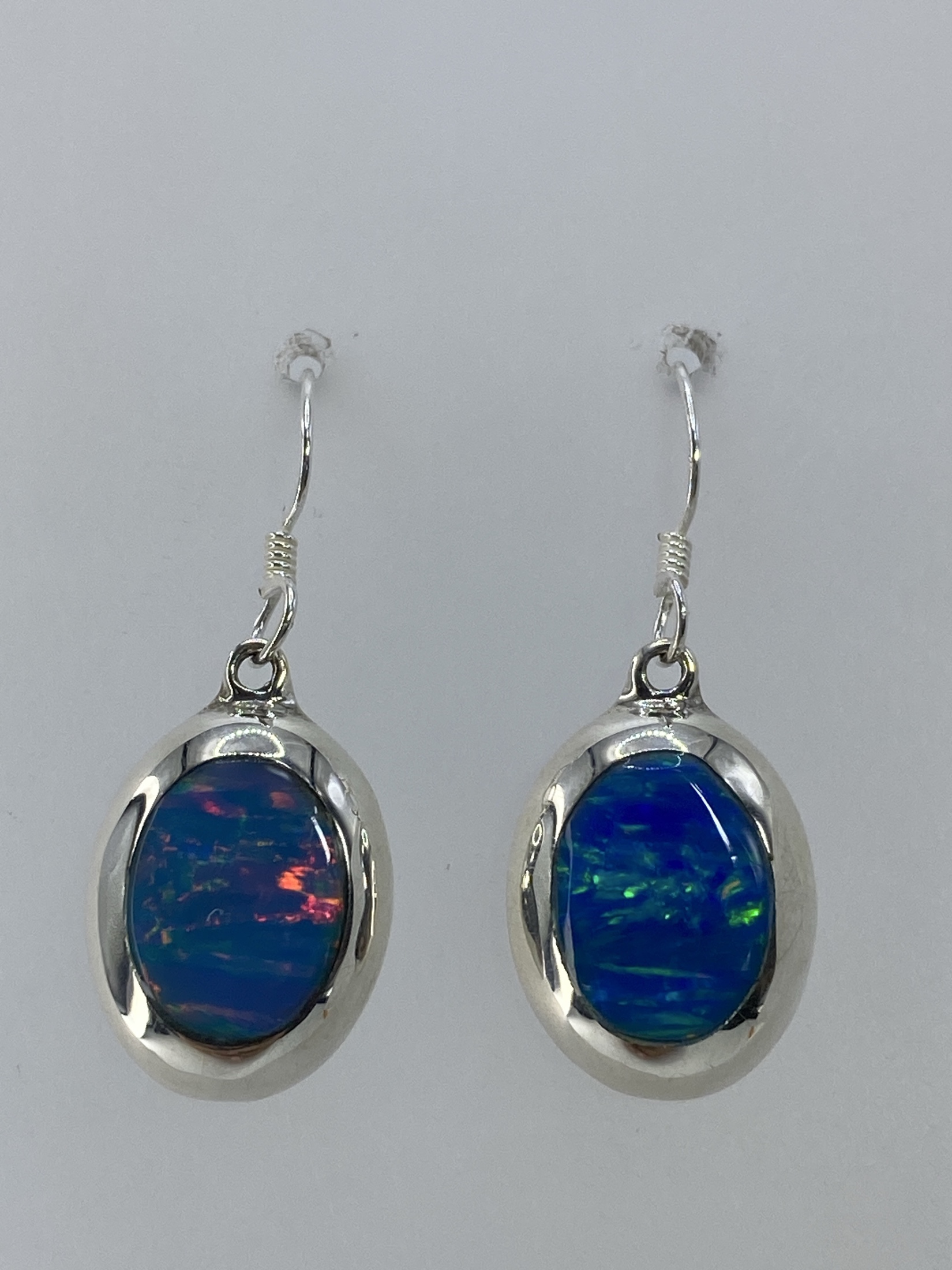 Aretes de Plata Ópalo de Fuego Multicolor — Taxco 925