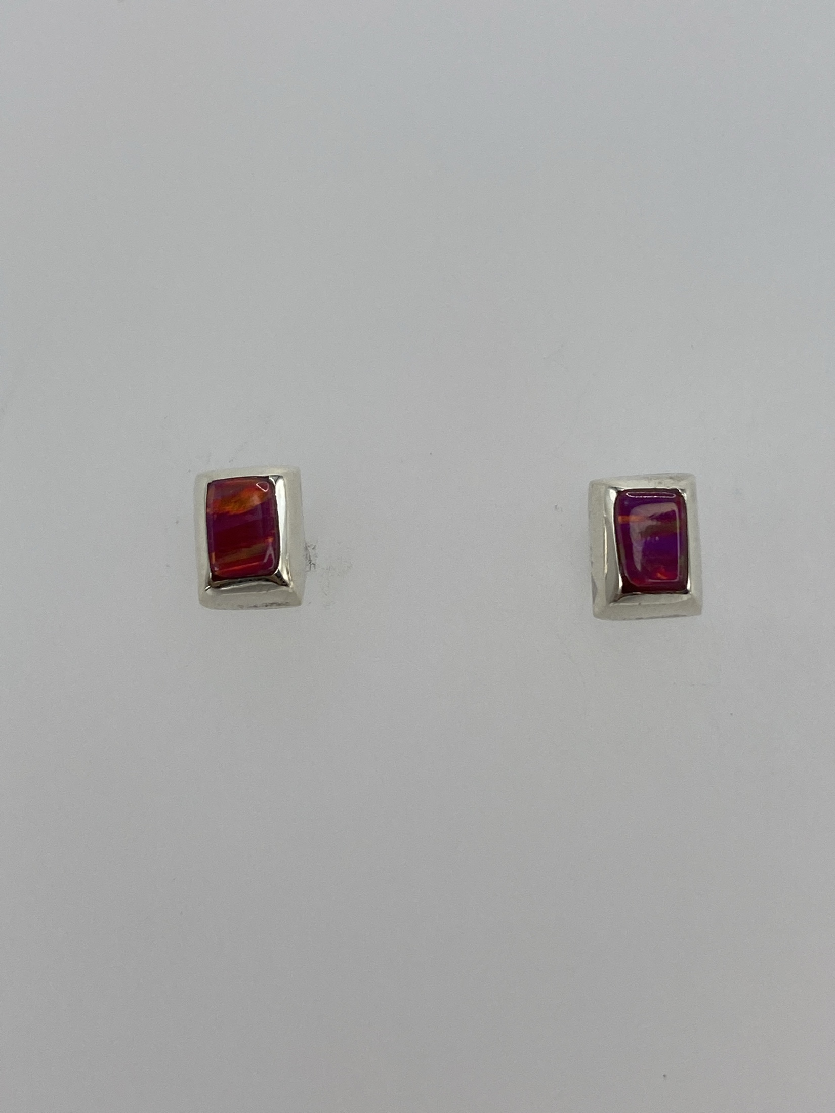 Aretes Plata Ópalo de Fuego Rosa — Taxco 925
