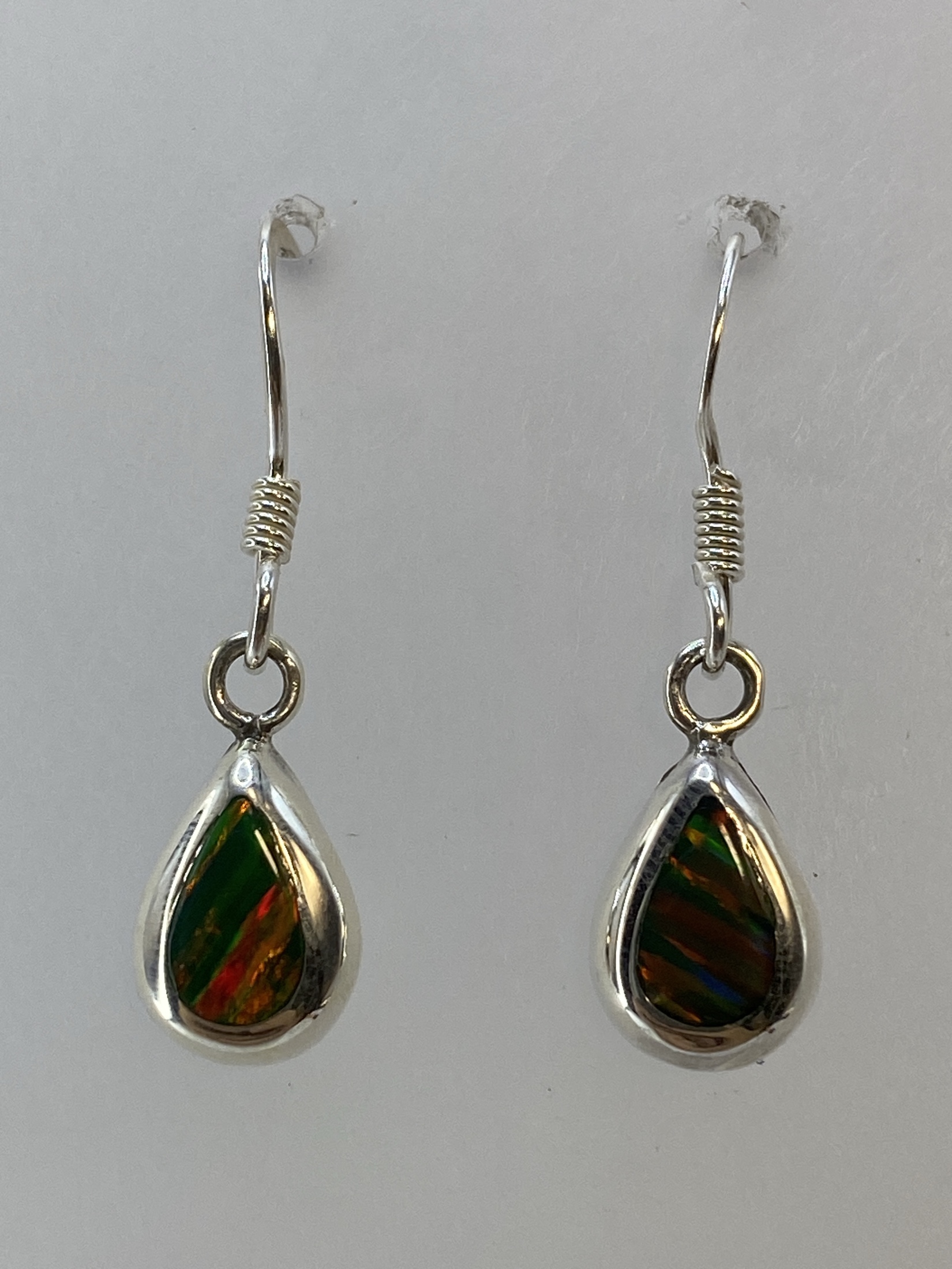 Aretes de Plata Ópalo de Fuego Verde — Taxco 925