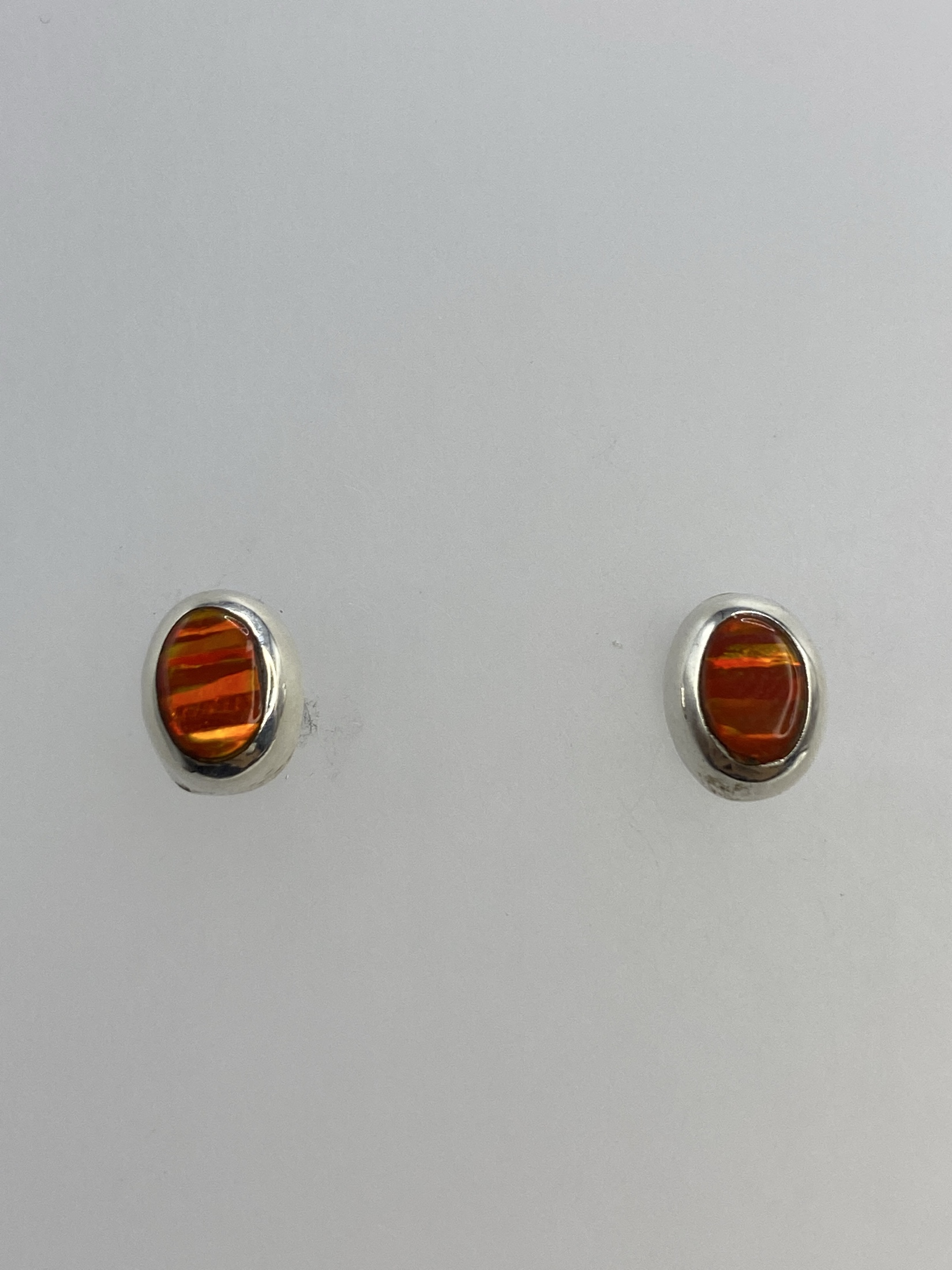 Aretes Plata Ópalo de Fuego Naranja — Taxco 925