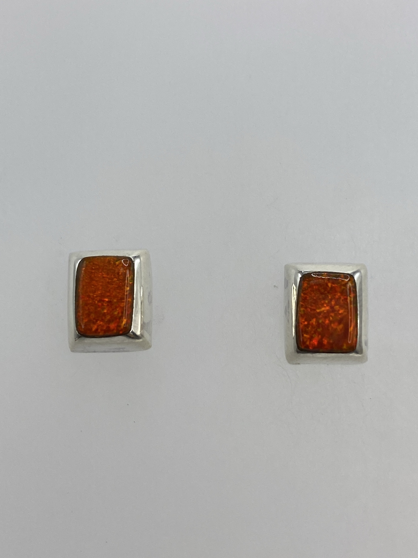 Aretes Plata Ópalo de Fuego Naranja — Taxco 925