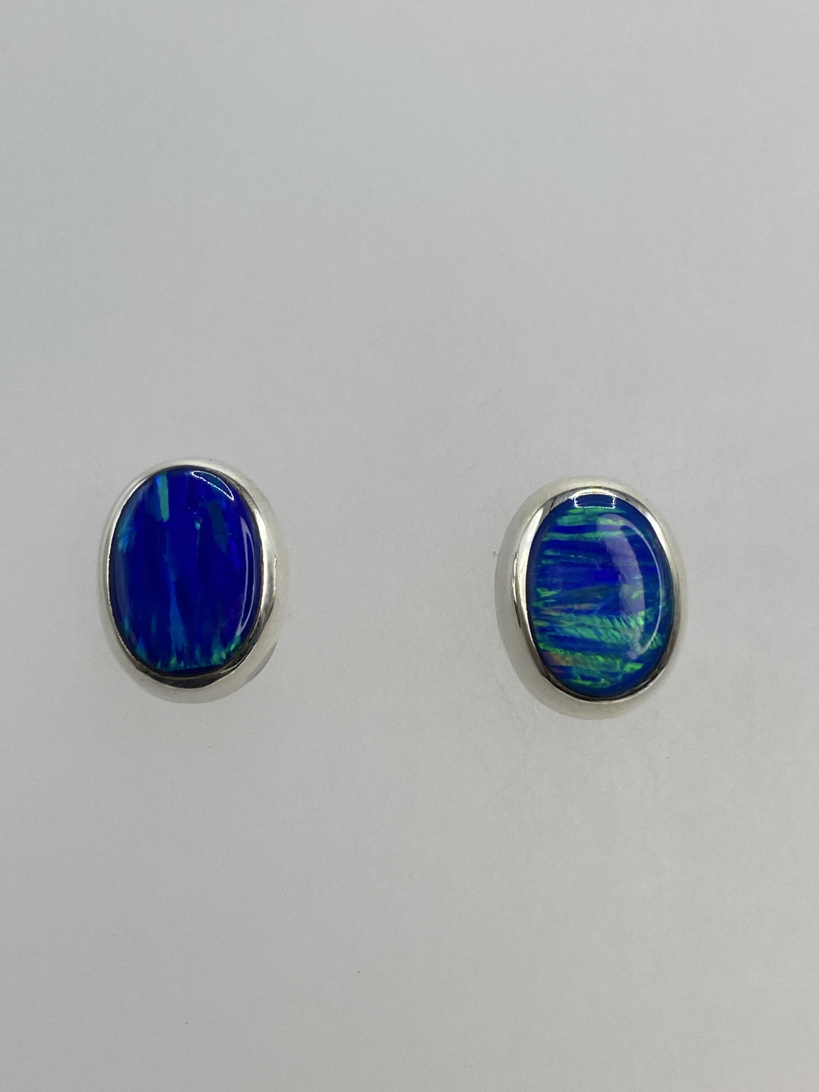 Aretes de Plata Ópalo de Fuego Azul — Taxco 925