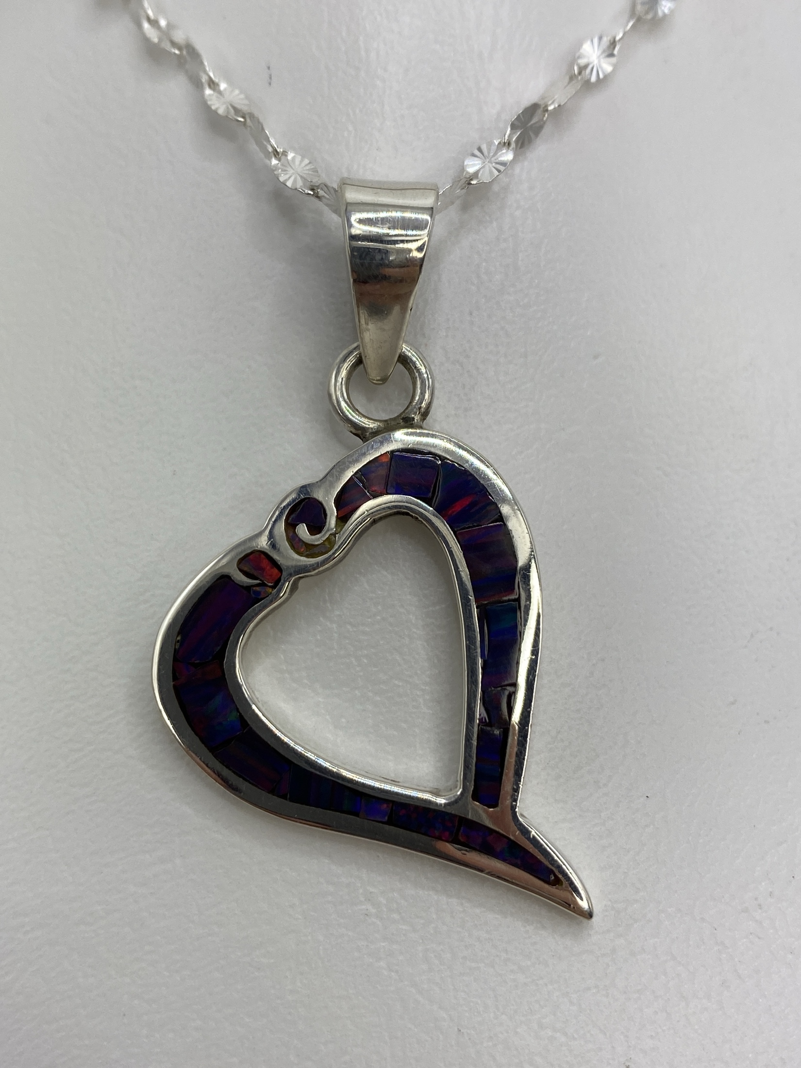 Dije Corazón Plata 925 con Ópalo de Fuego — Taxco