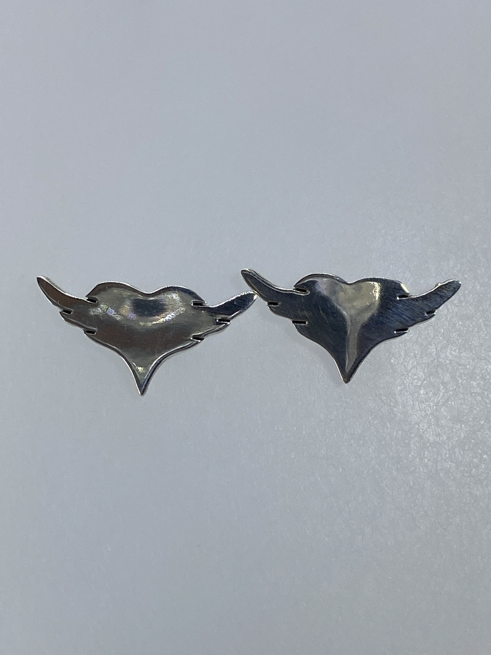 Aretes Plata Cartoneado Corazón Alado — Taxco 925