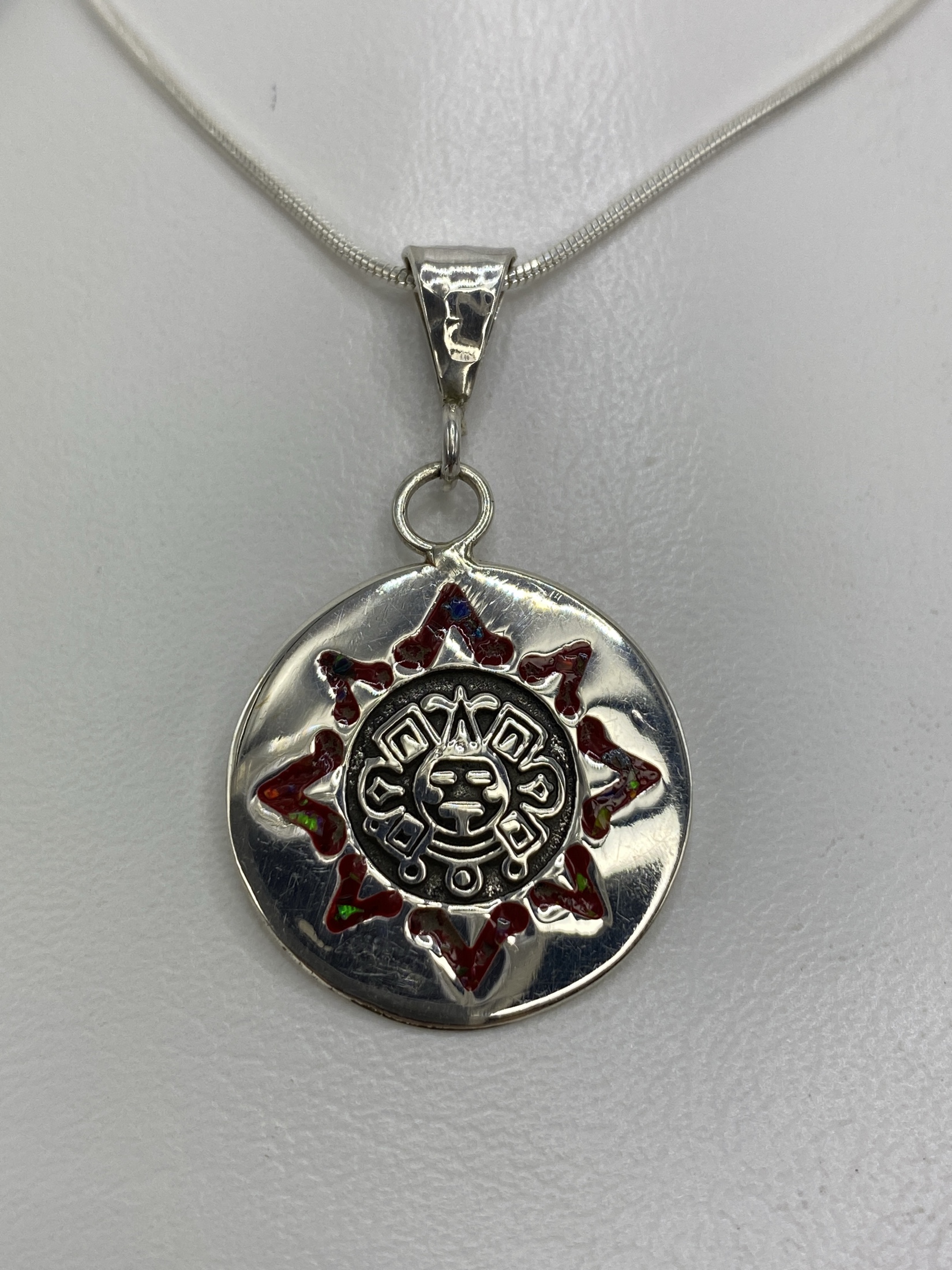 Dije Plata Calendario Azteca Ópalo de Fuego — Taxco 925