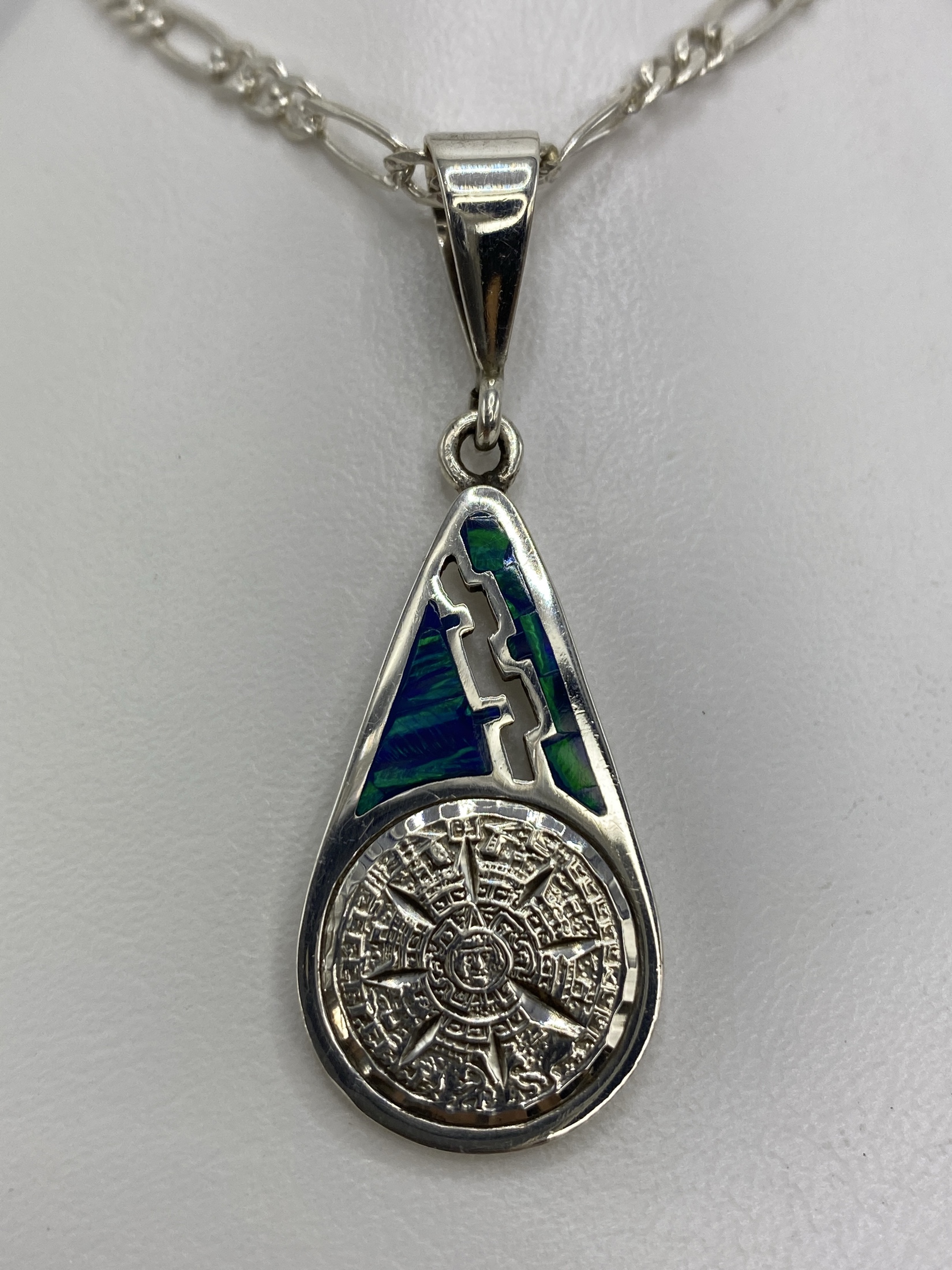 Dije Plata Piedra del Sol con Ópalo de Fuego — Taxco 925
