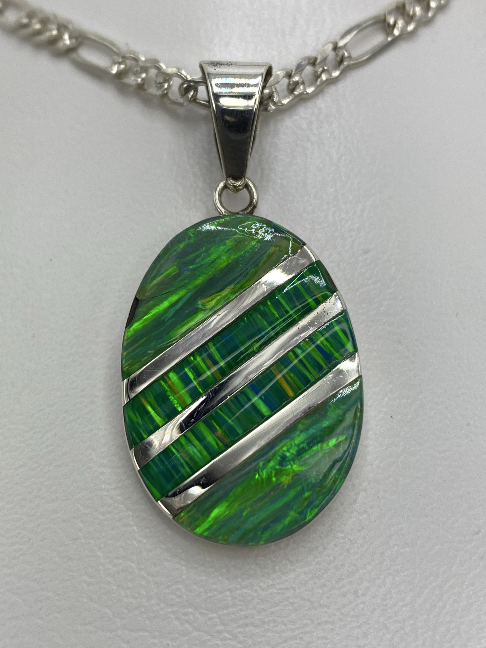 Dije de Plata Ópalo de Fuego Verde — Taxco 950
