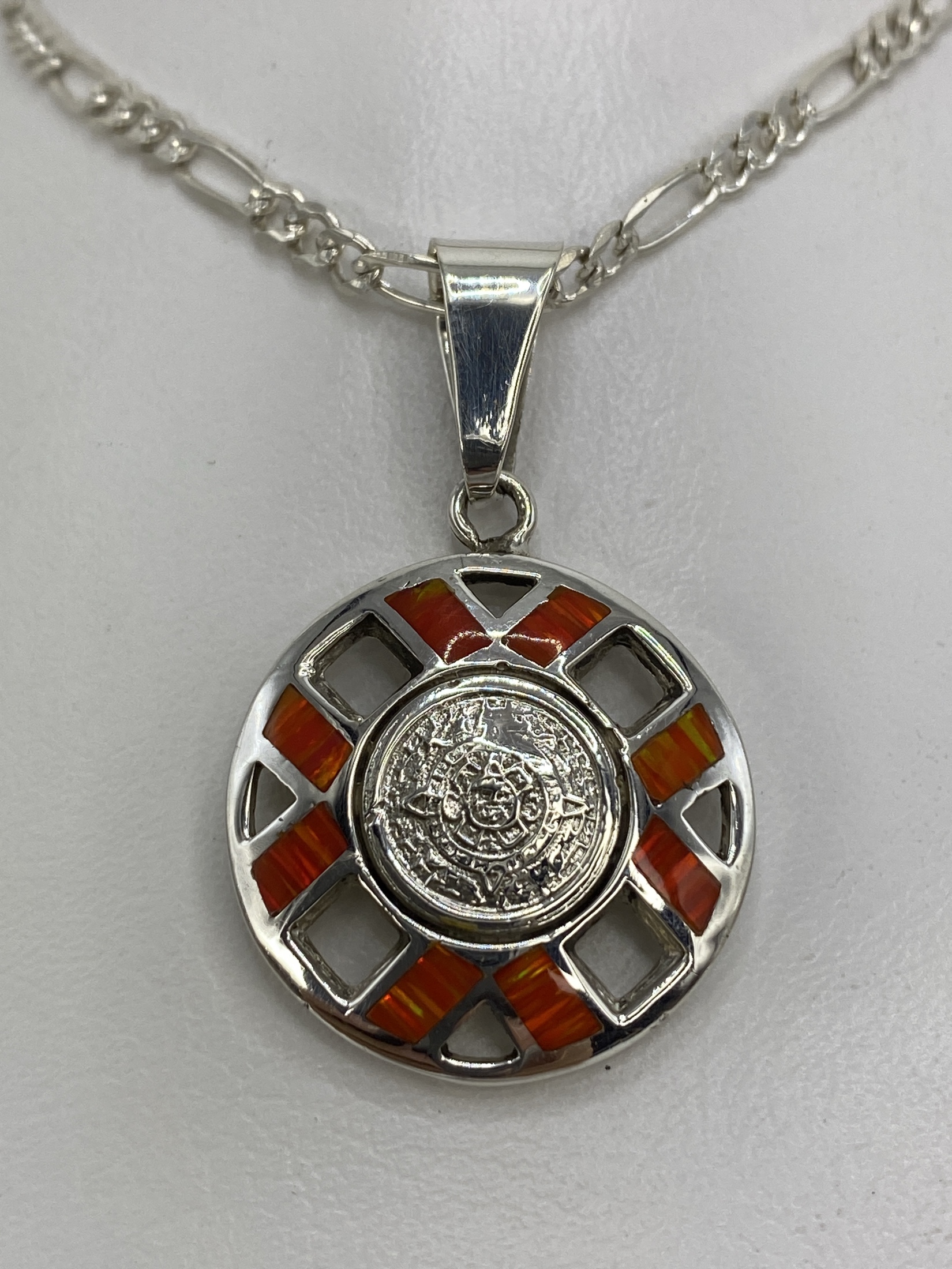 Dije Plata Ópalo de Fuego Naranja — Taxco 925