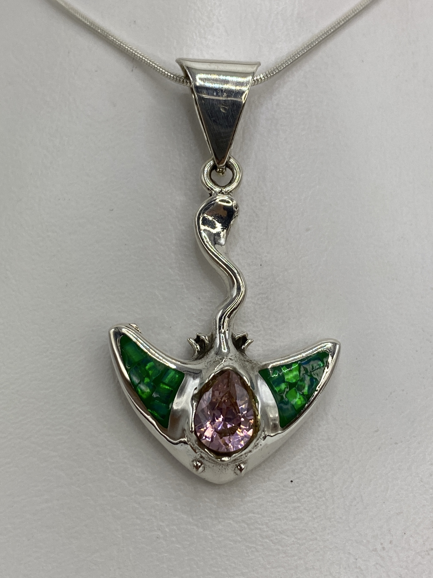 Dije Plata Ópalo de Fuego Verde — Alas Taxco 950