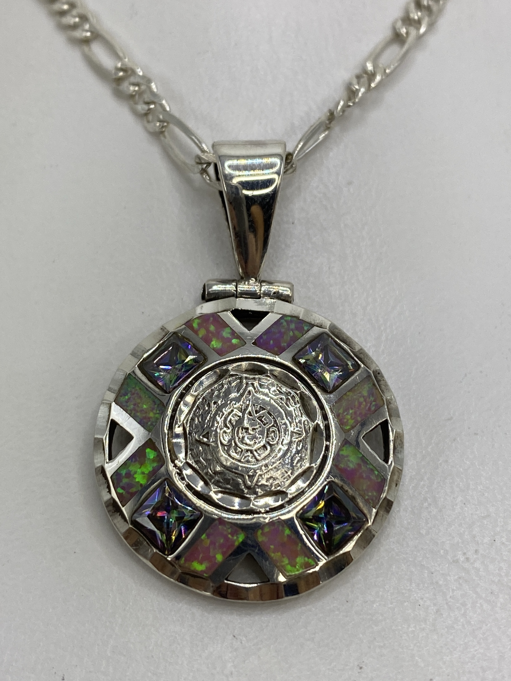 Dije Ópalo de Fuego Rosa — Plata 950 Taxco