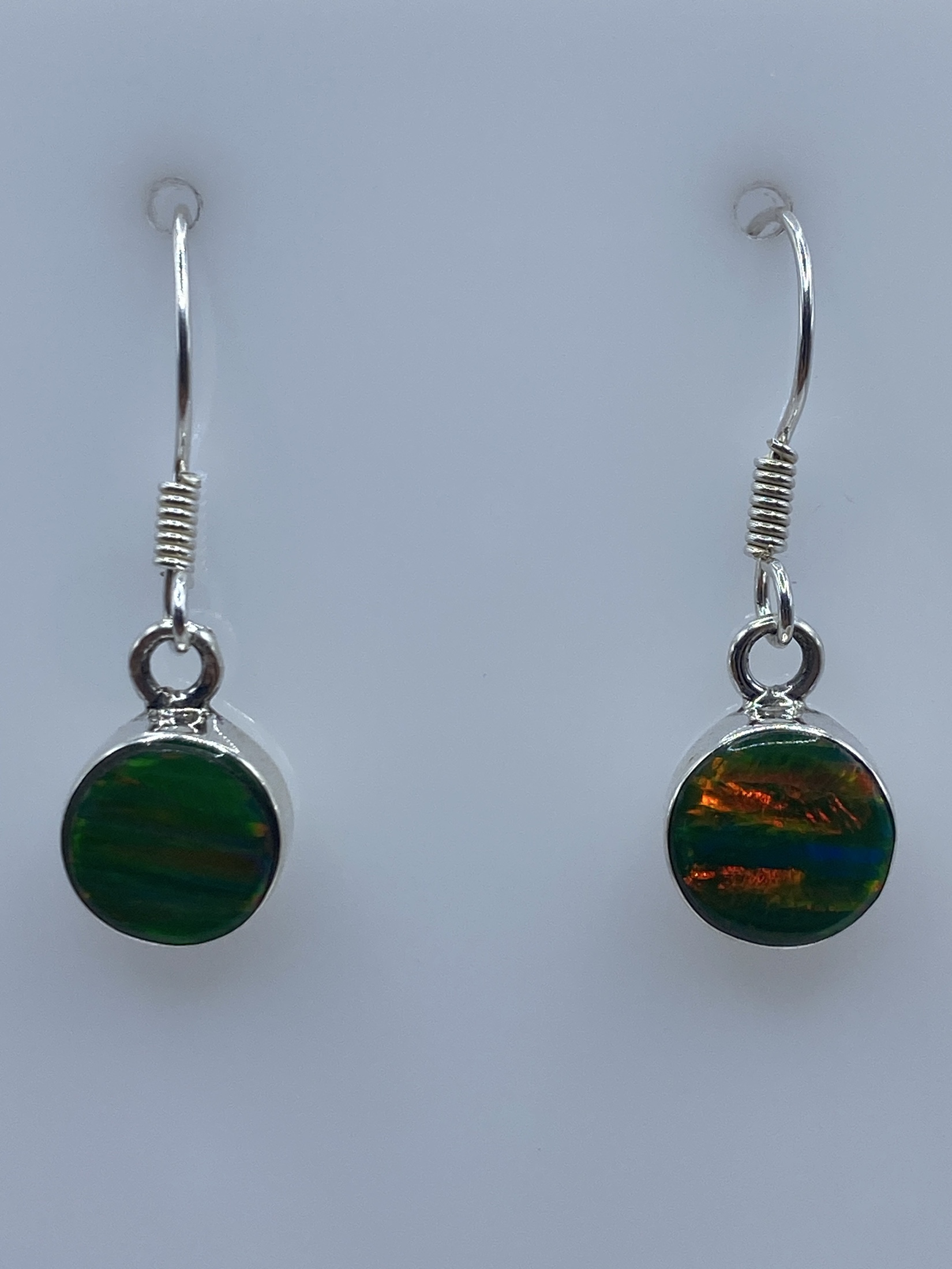 Aretes Plata Ópalo de Fuego Verde — Taxco 950