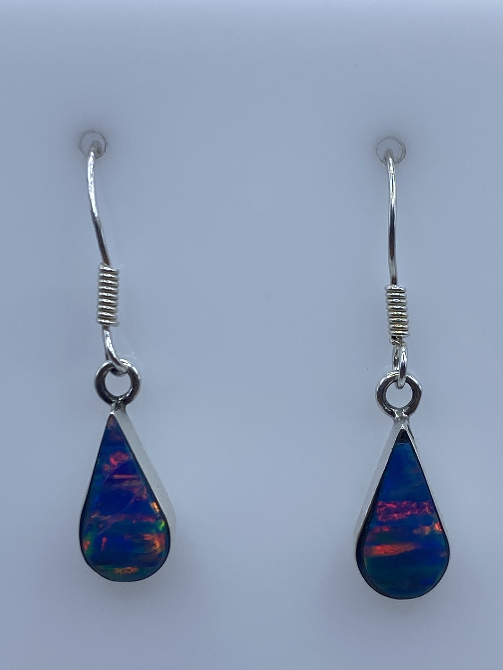 Aretes de Plata 950 con Opalo de Fuego Azul — Taxco