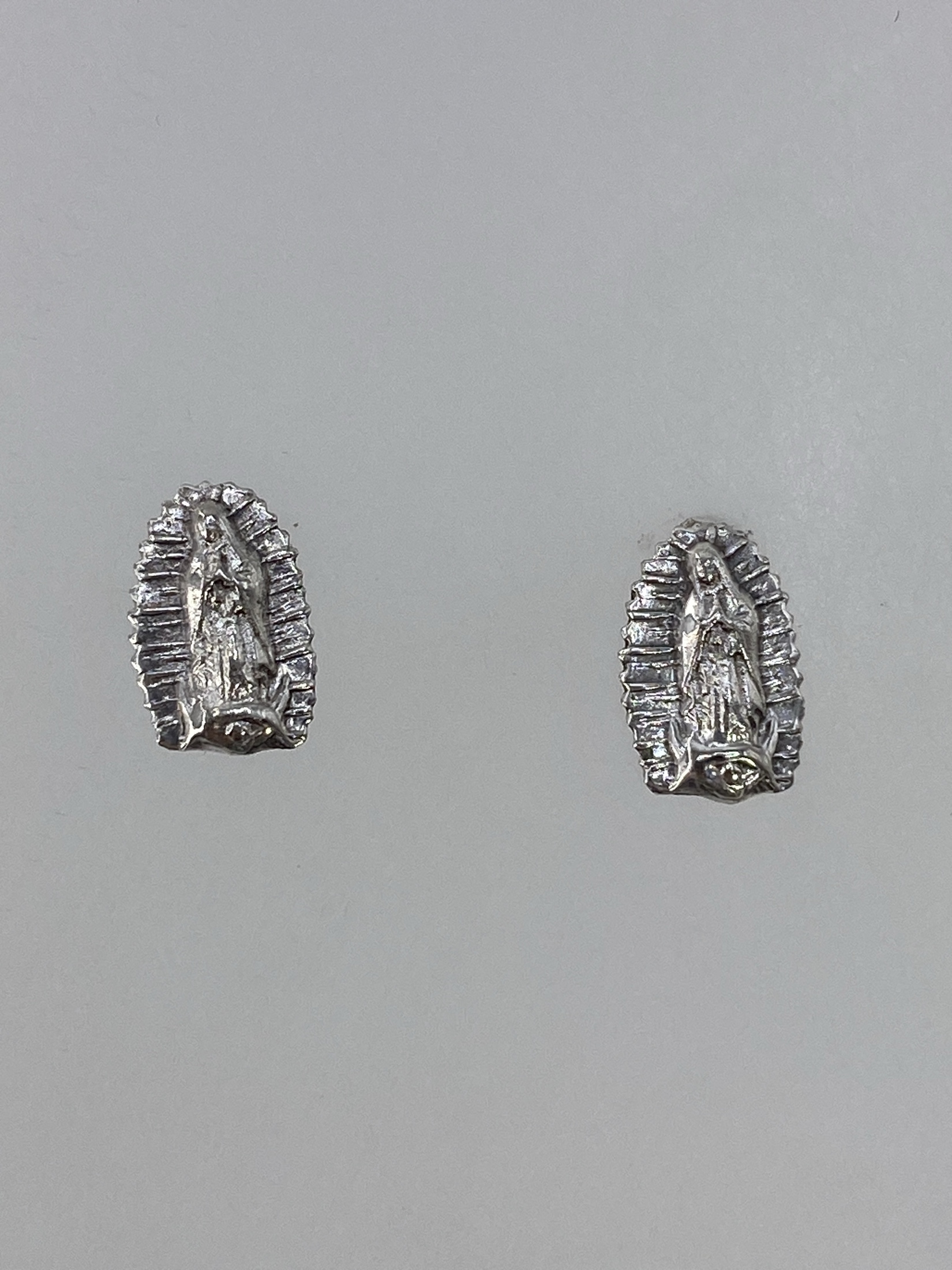 Aretes de Plata Cartoneado Virgen — Taxco 925