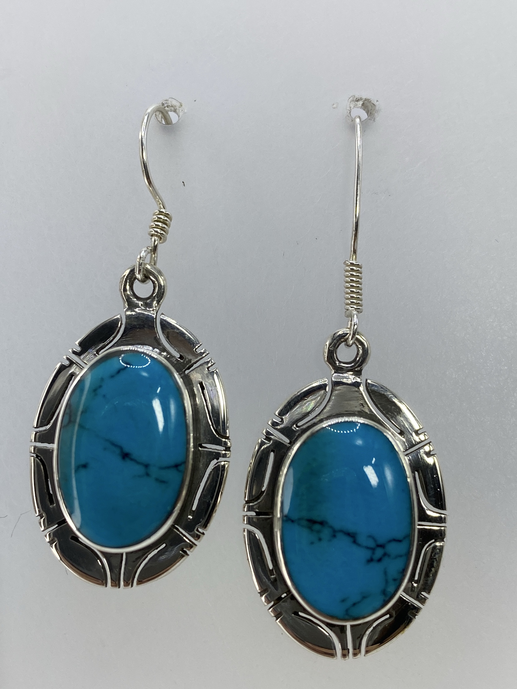 Aretes de Plata Turquesa — Diseño Oval Taxco 925