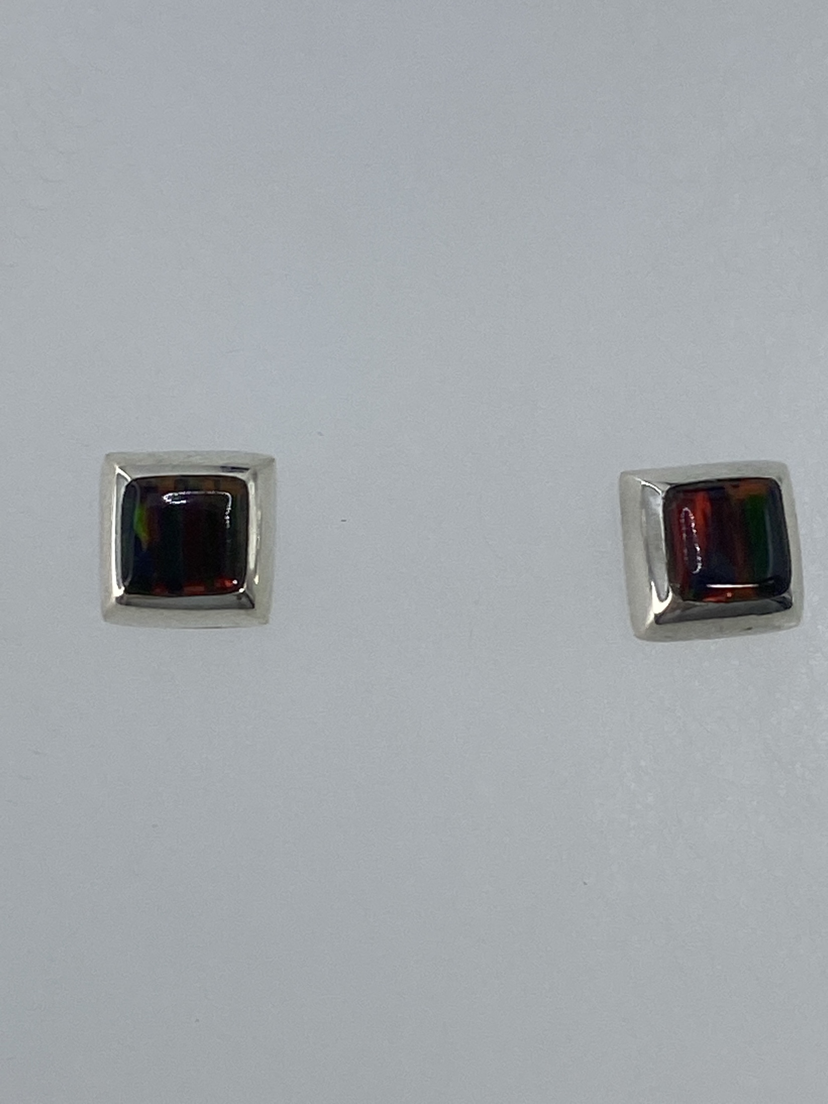 Aretes de Plata con Ópalo de Fuego Multicolor — Taxco 925