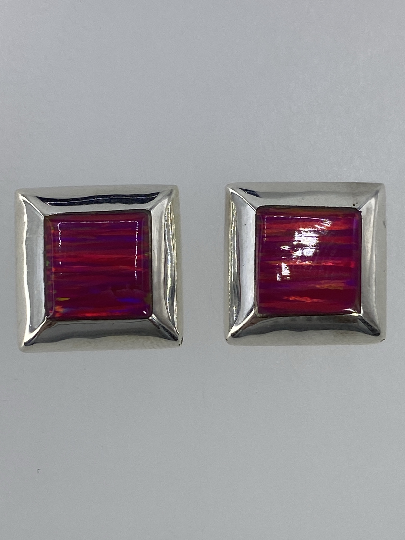 Aretes de Plata con Ópalo de Fuego Rosa — Taxco 925
