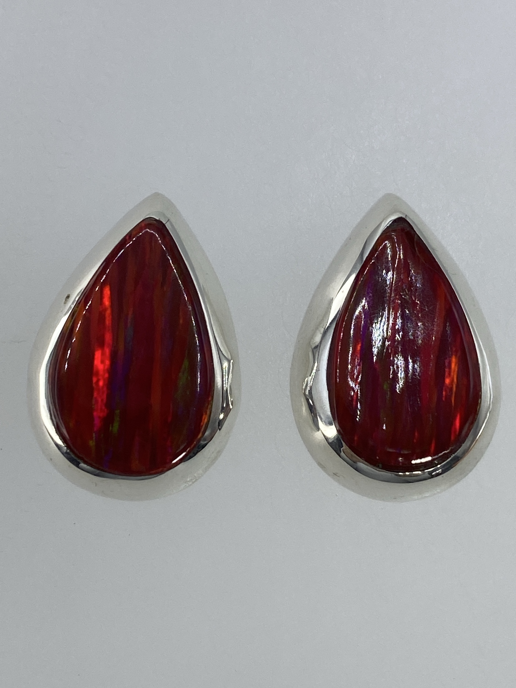 Aretes de Plata con Ópalo de Fuego — Taxco 925