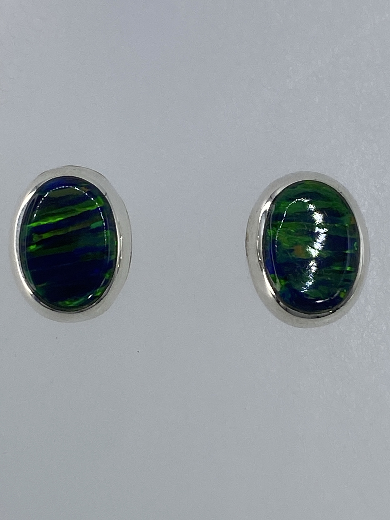 Aretes de Plata con Ópalo de Fuego Verde — Taxco 925