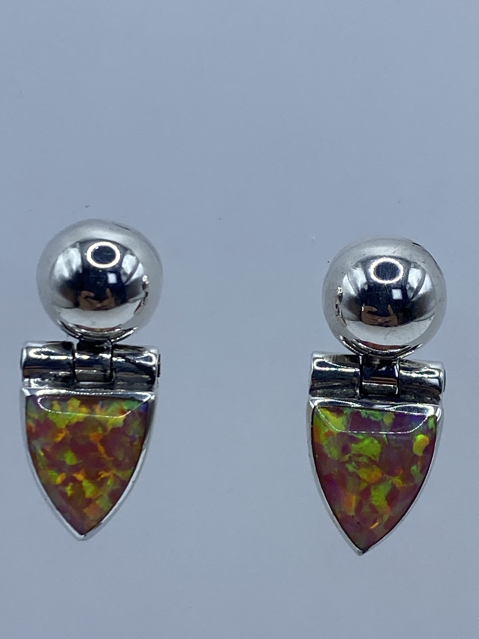Aretes de Plata 950 con Ópalo de Fuego Rosa — Taxco