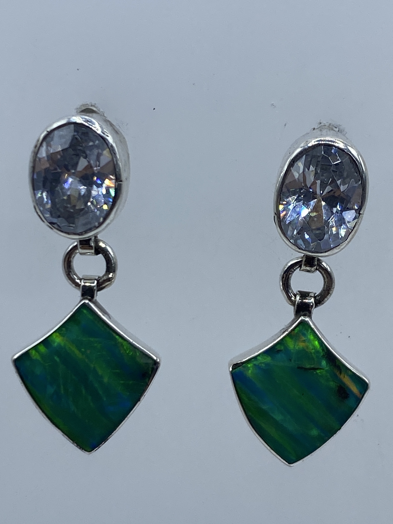 Aretes Plata Ópalo de Fuego Verde Limón — Taxco 950